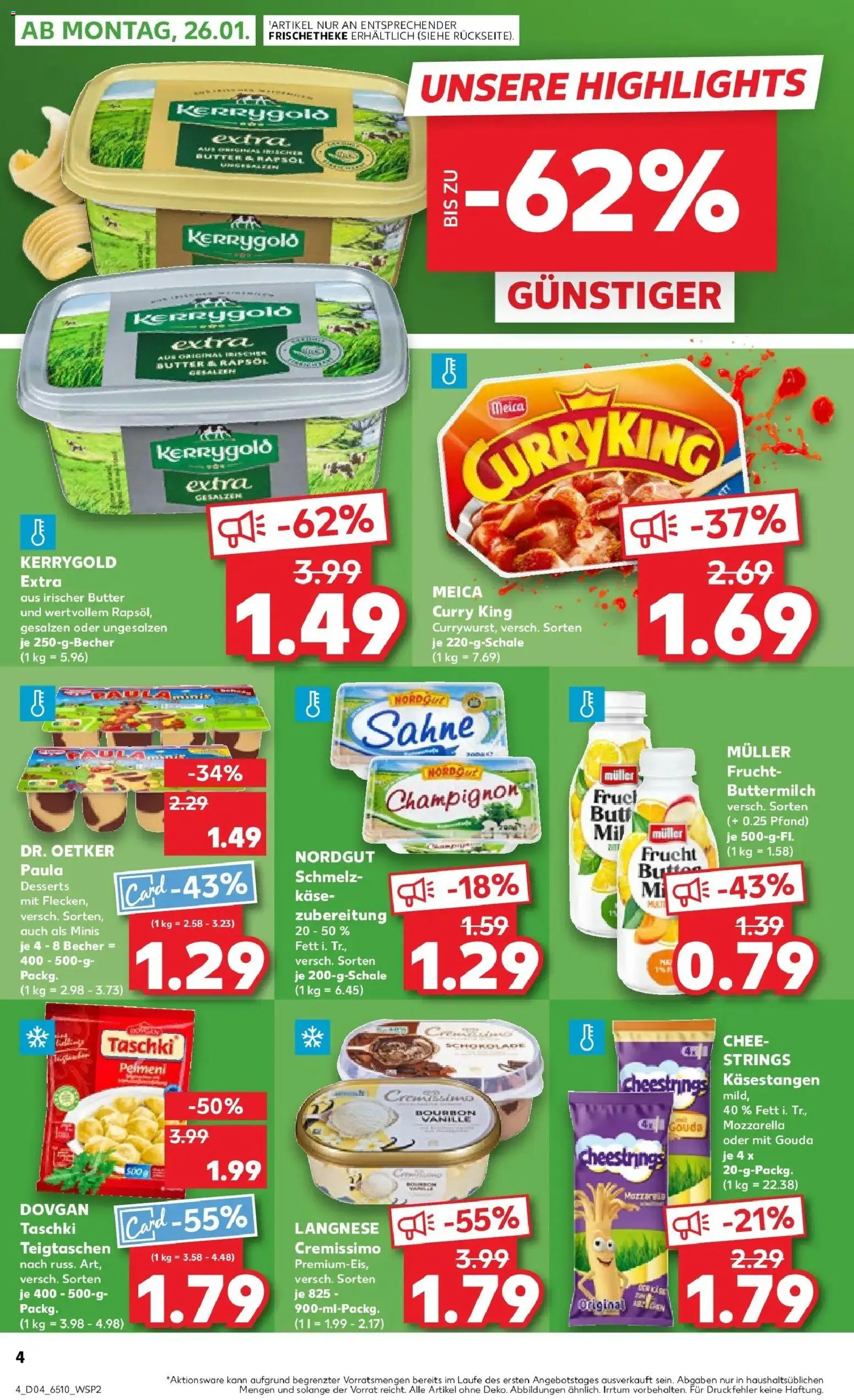 Kaufland prospekt Offenburg	 – gültig ab 25.01.2026 | Seite: 4 | Produkte: Langnese, Buttermilch, Rapsöl, Meica