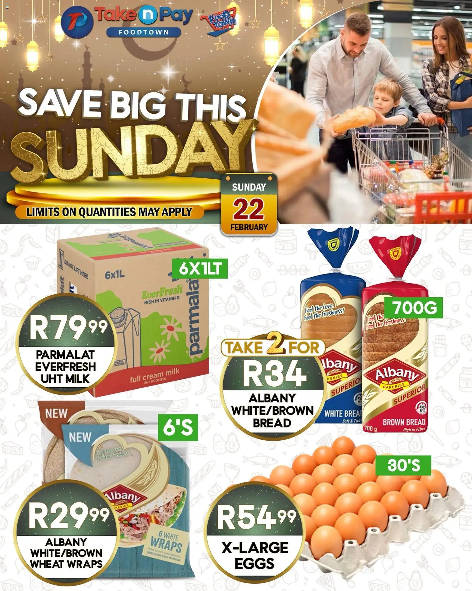 New Take n Pay catalogue – valid from 22.02.2026 | Page: 1 | Products: Milk, Eggs, Bread, Cream