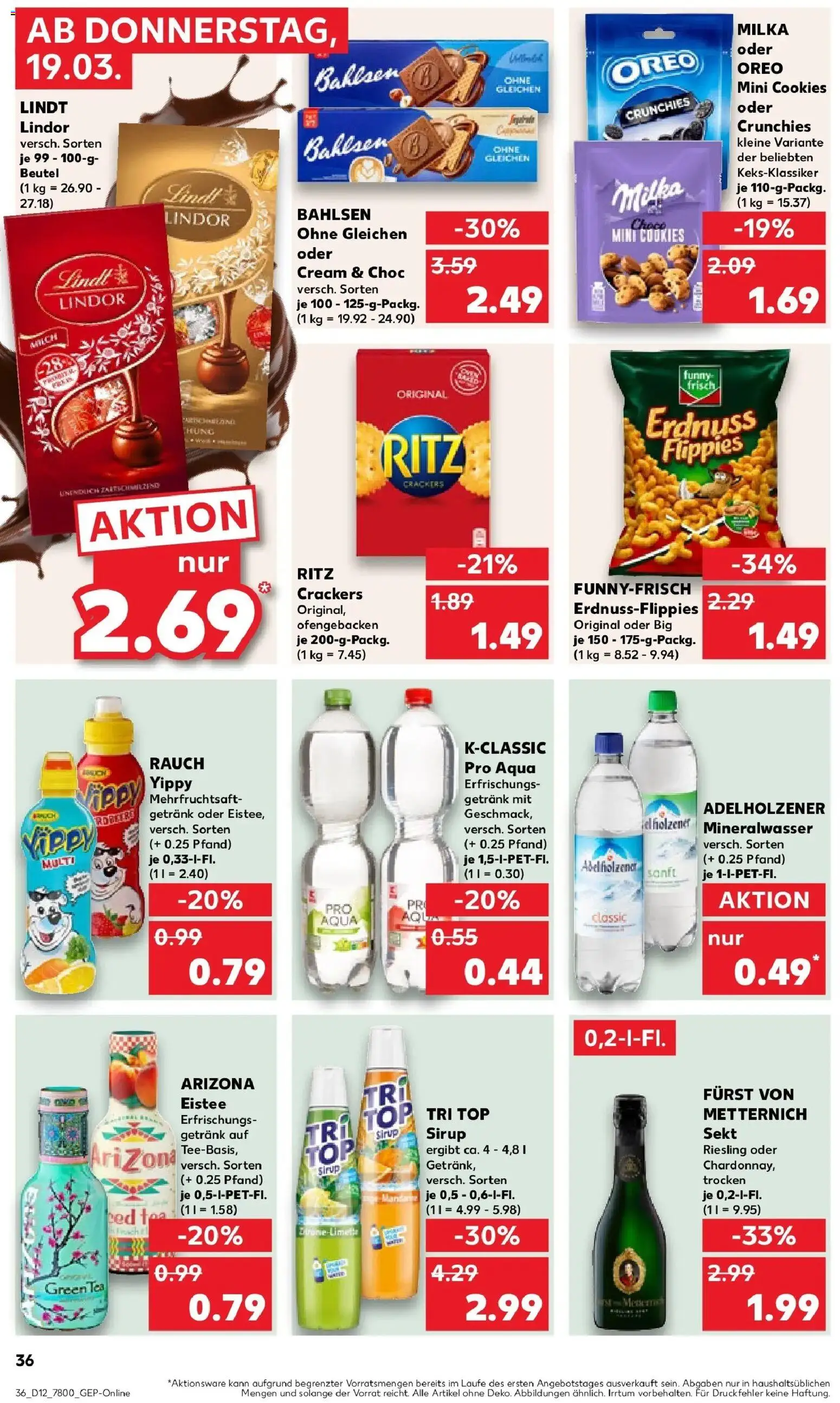 Kaufland Prospekt Pocking	 – gültig ab 19.03.2026 | Seite: 36 | Produkte: Top, Adelholzener, Milka, Lindt