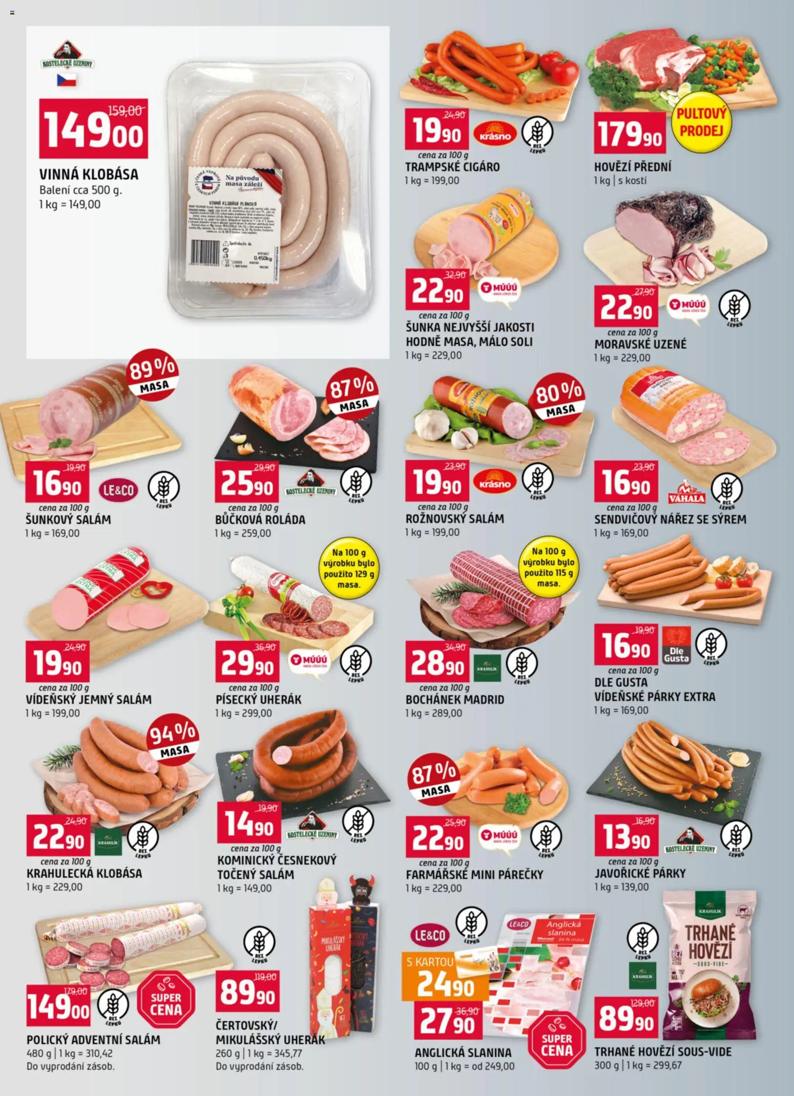 Terno leták od 19.11.2025 | Strana: 2 | Produkty: Hovězí, Vinná klobása, Anglická slanina, Točený salám