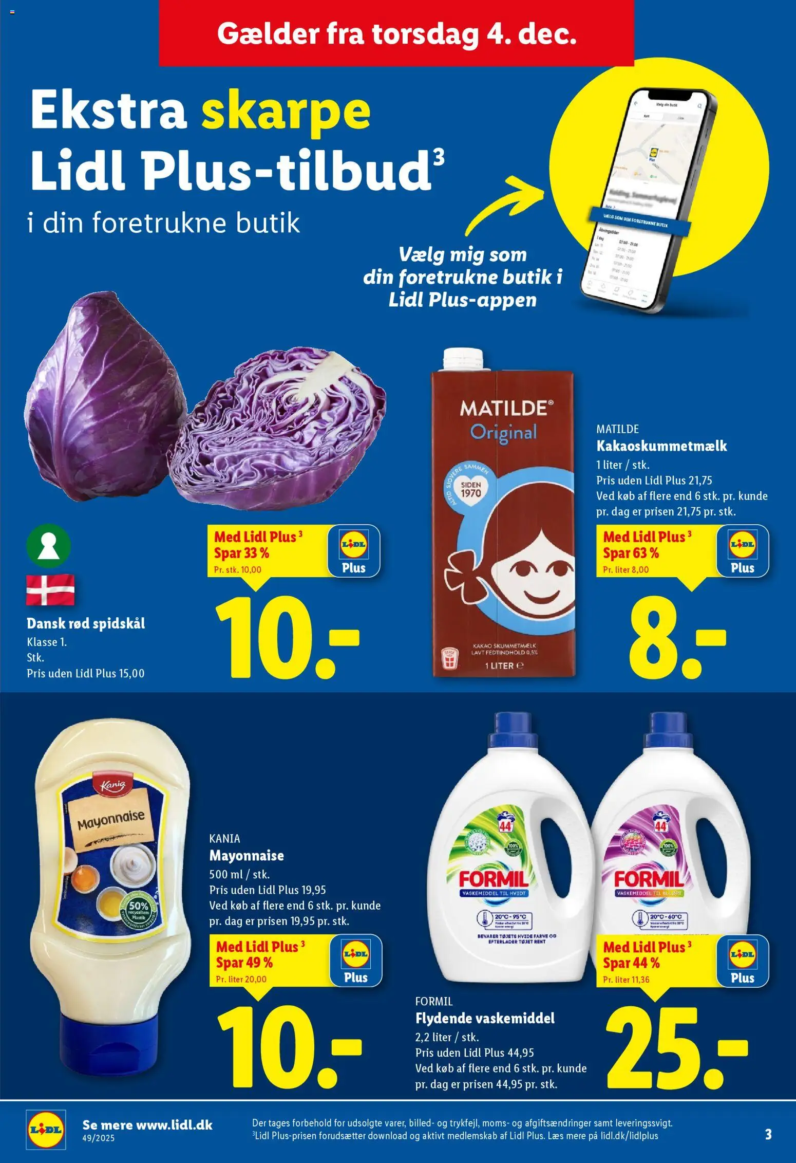 Lidl tilbudsavis – gyldig fra 04.12.2025 | Side: 3 | Produkter: Kakao, Spidskål, Søm