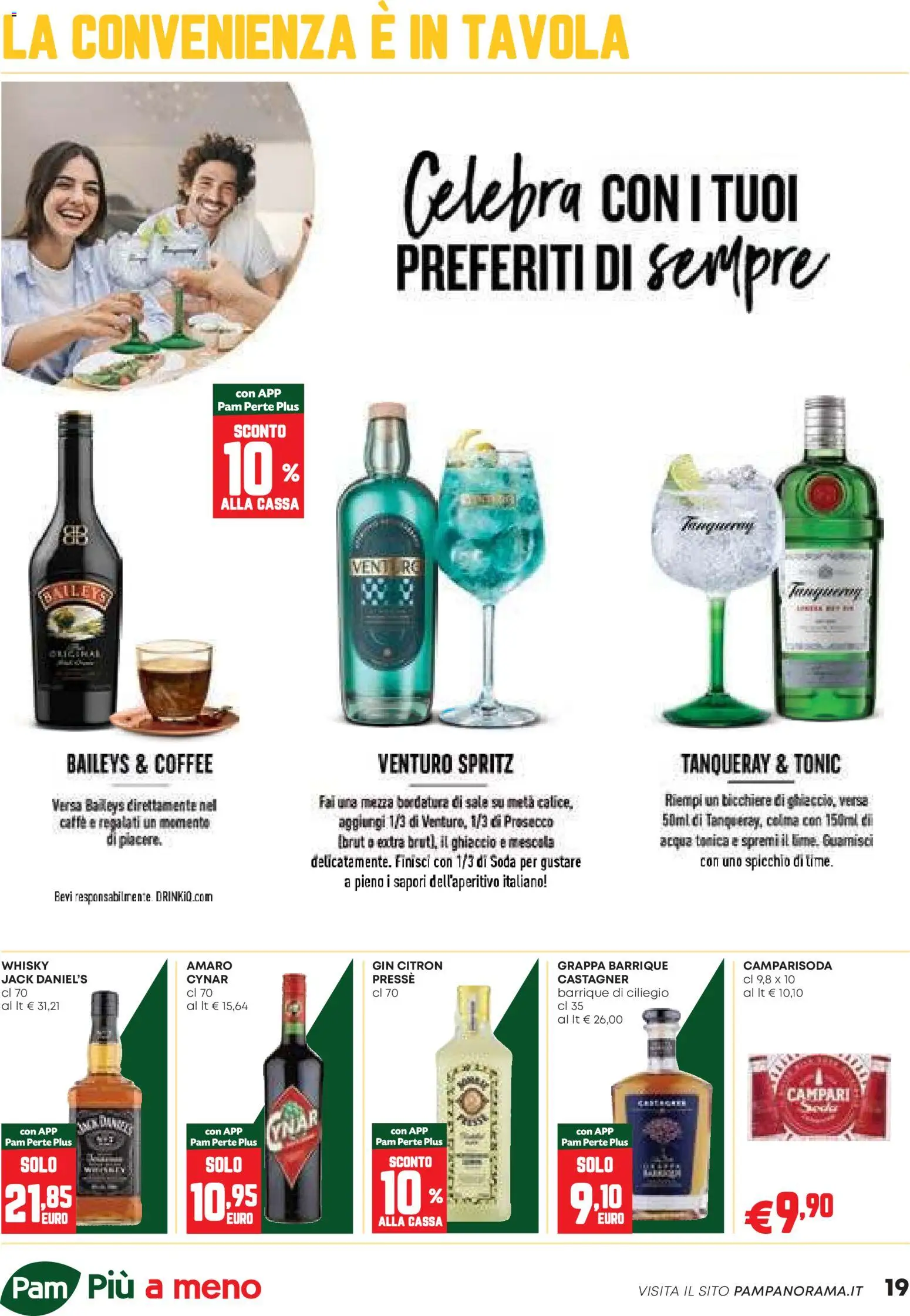 Volantino PAM del 23.10.2025 | Pagina: 19 | Prodotti: Gin, Whisky, Acqua, Amaro