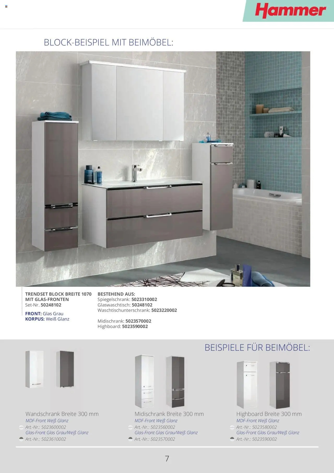 Hammer Zuhause Trendset - gültig ab dem 01.01.2024 | Seite: 7 | Produkte: HIghboard, Spiegelschrank, Midischrank