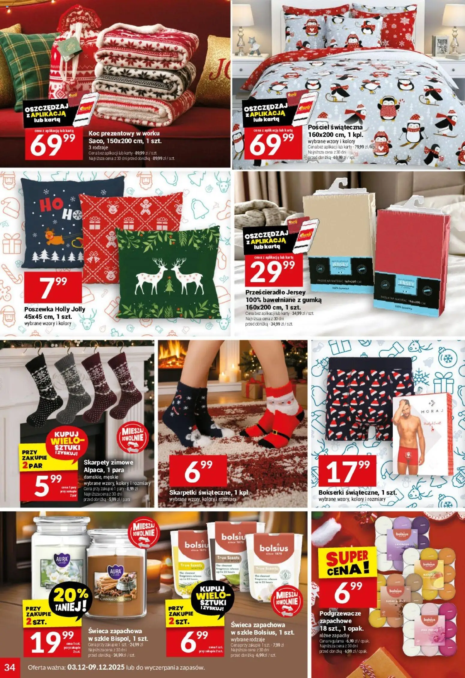 Twój Market Gazetka od 03.12.2025 | Strona: 34 | Produkty: Pościel, Bokserki, Materac, Koc