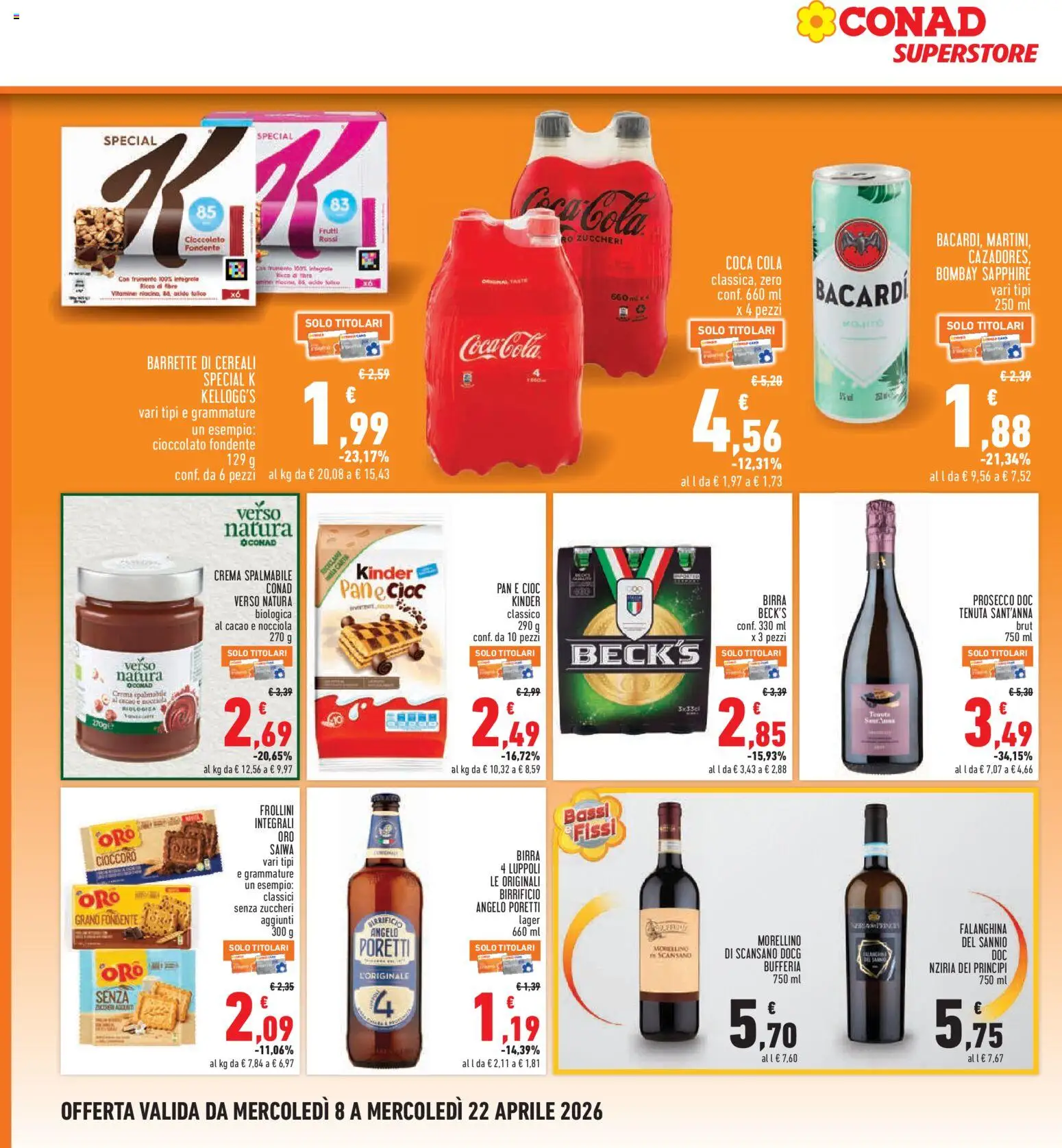 Volantino Conad del 08.04.2026 | Pagina: 20 | Prodotti: Birra, Cacao, Frollini, Coca Cola