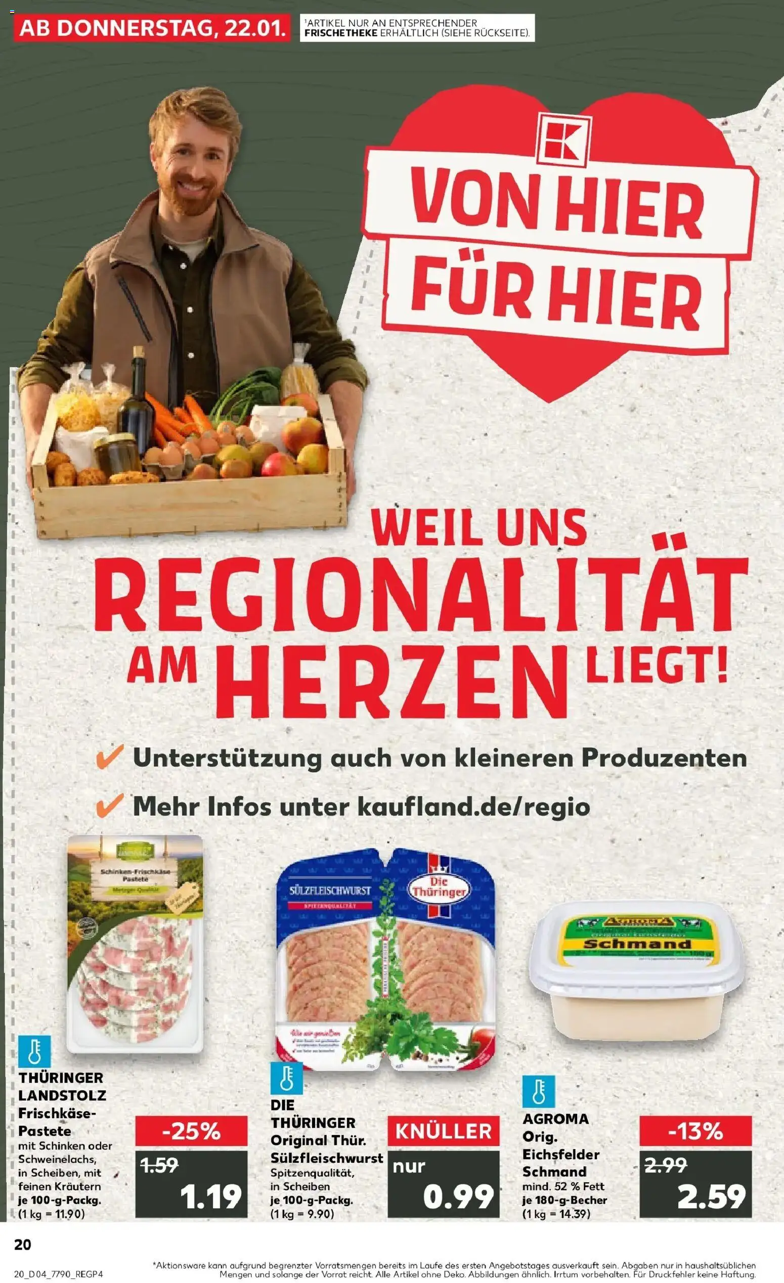 Kaufland prospekt Leinefelde-Worbis	 – gültig ab 25.01.2026 | Seite: 20 | Produkte: Schinken, Frischkase
