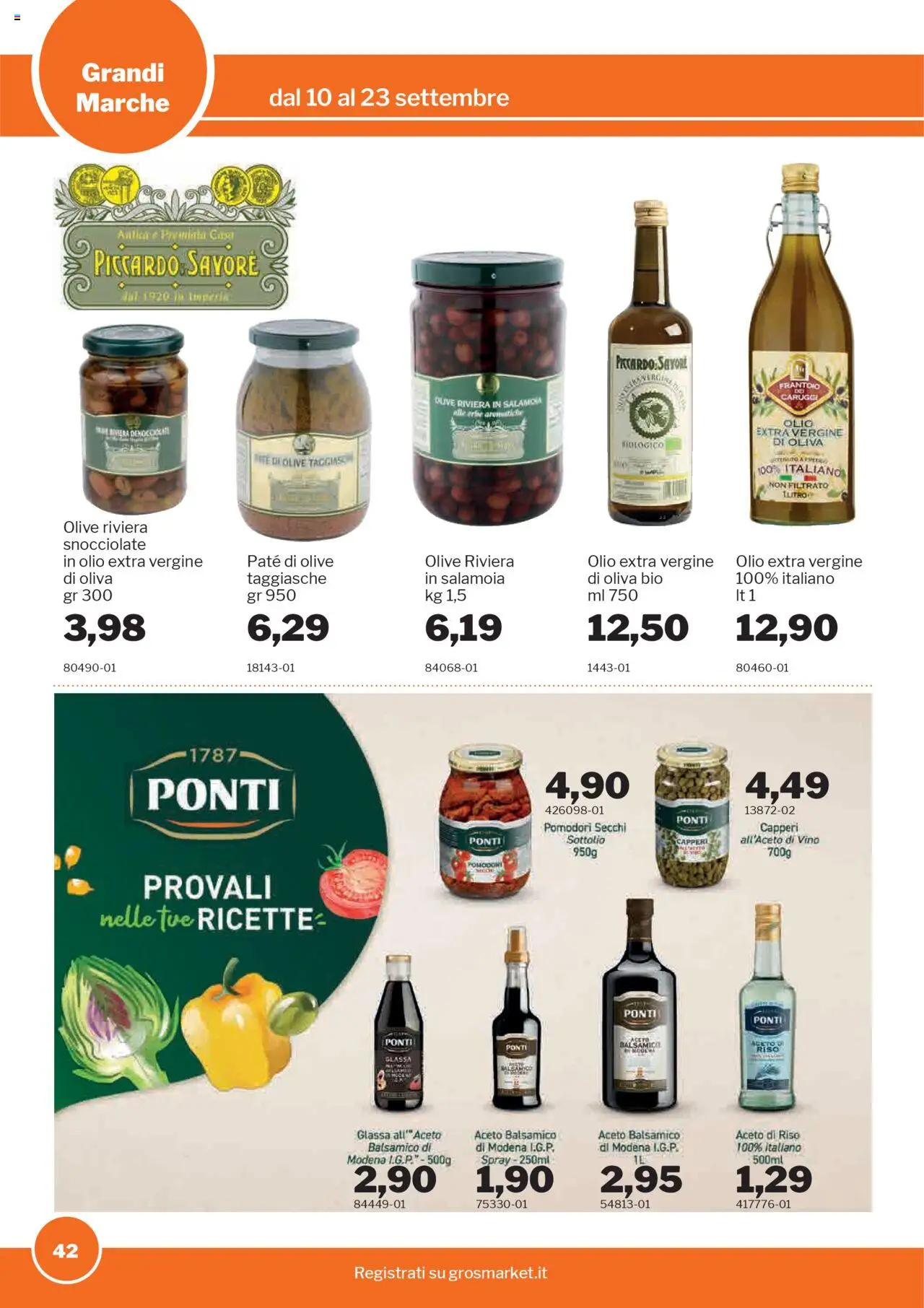 Volantino Sogegross del 10.09.2025 | Pagina: 42 | Prodotti: Paté, Riso, Pomodori, Olio extra vergine