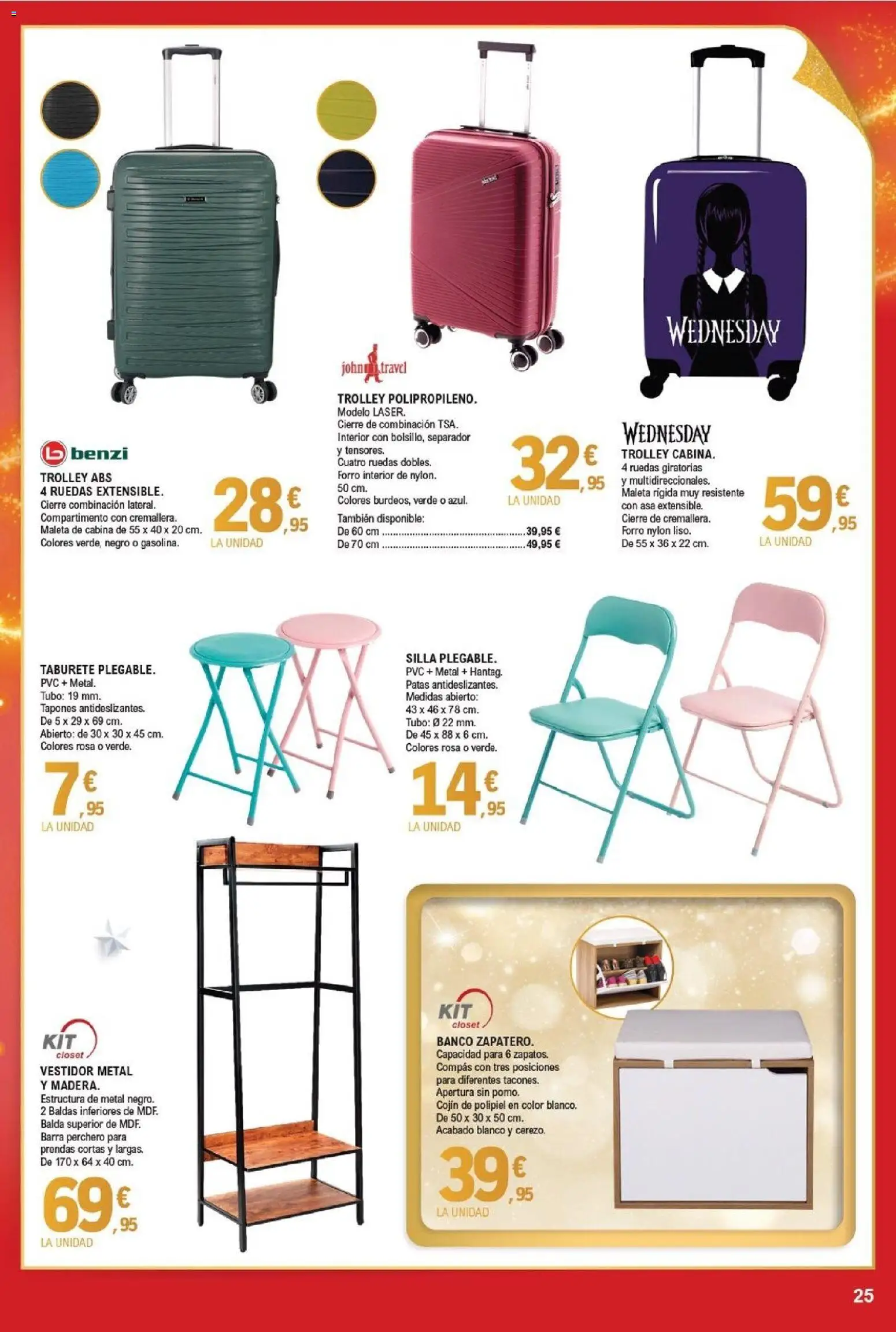 E.Leclerc folleto │ válido desde el 03.12.2025 | Página: 25 | Productos: Taburete, Maleta, Cojín, Silla