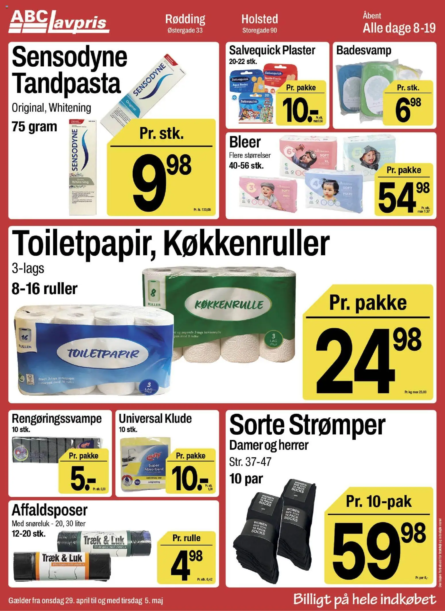 Abc Lavpris tilbudsavis – gyldig fra 29.04.2026 | Side: 15 | Produkter: Tandpasta, Strømper