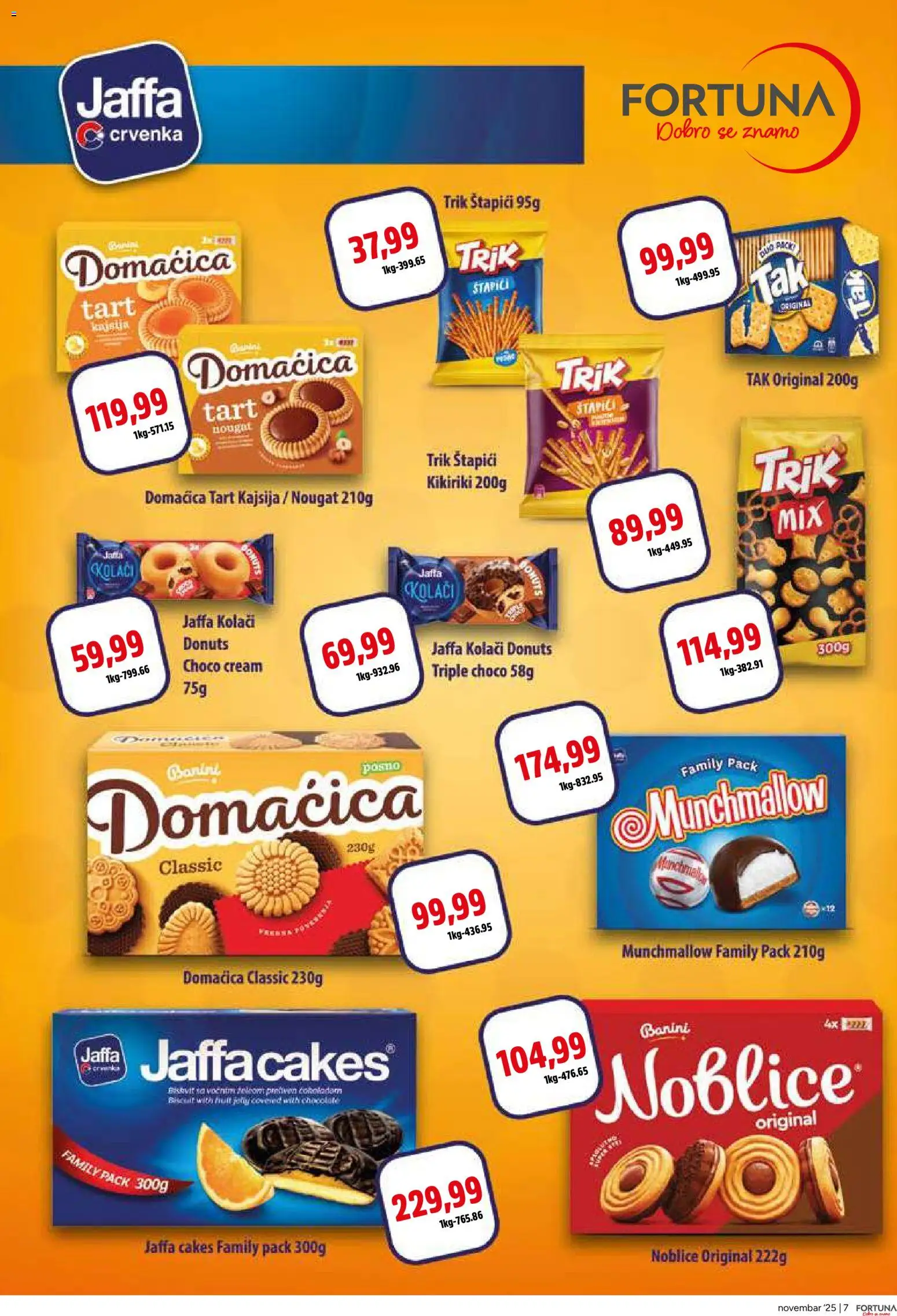 Fortuna Market katalog - važi od 12.11.2025 | Strana: 7 | Proizvode: Munchmallow, Kajsija, Noblice, Kikiriki
