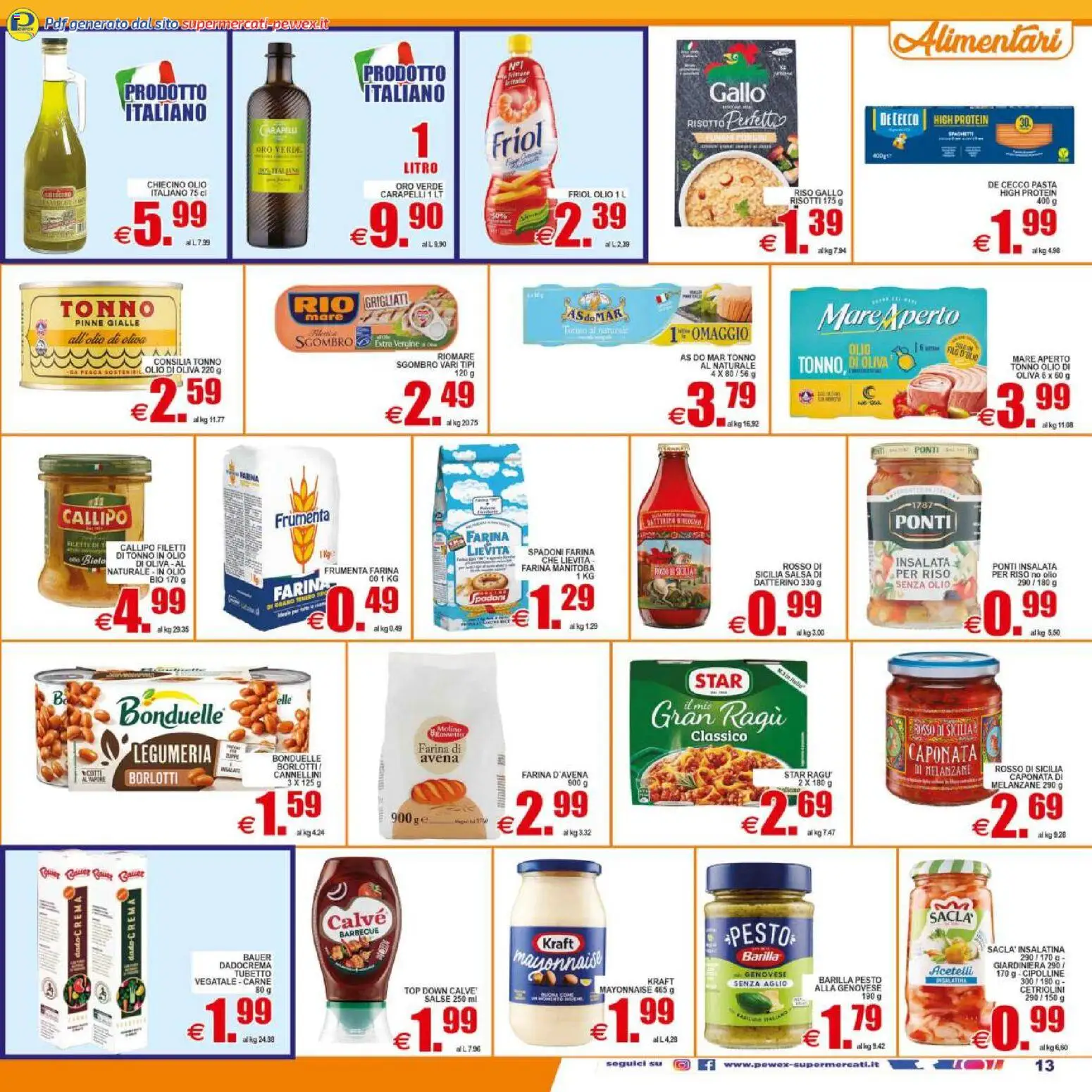 Volantino Pewex del 29.04.2026 | Pagina: 13 | Prodotti: Insalata, Pinne, Ragú, Olio di Oliva