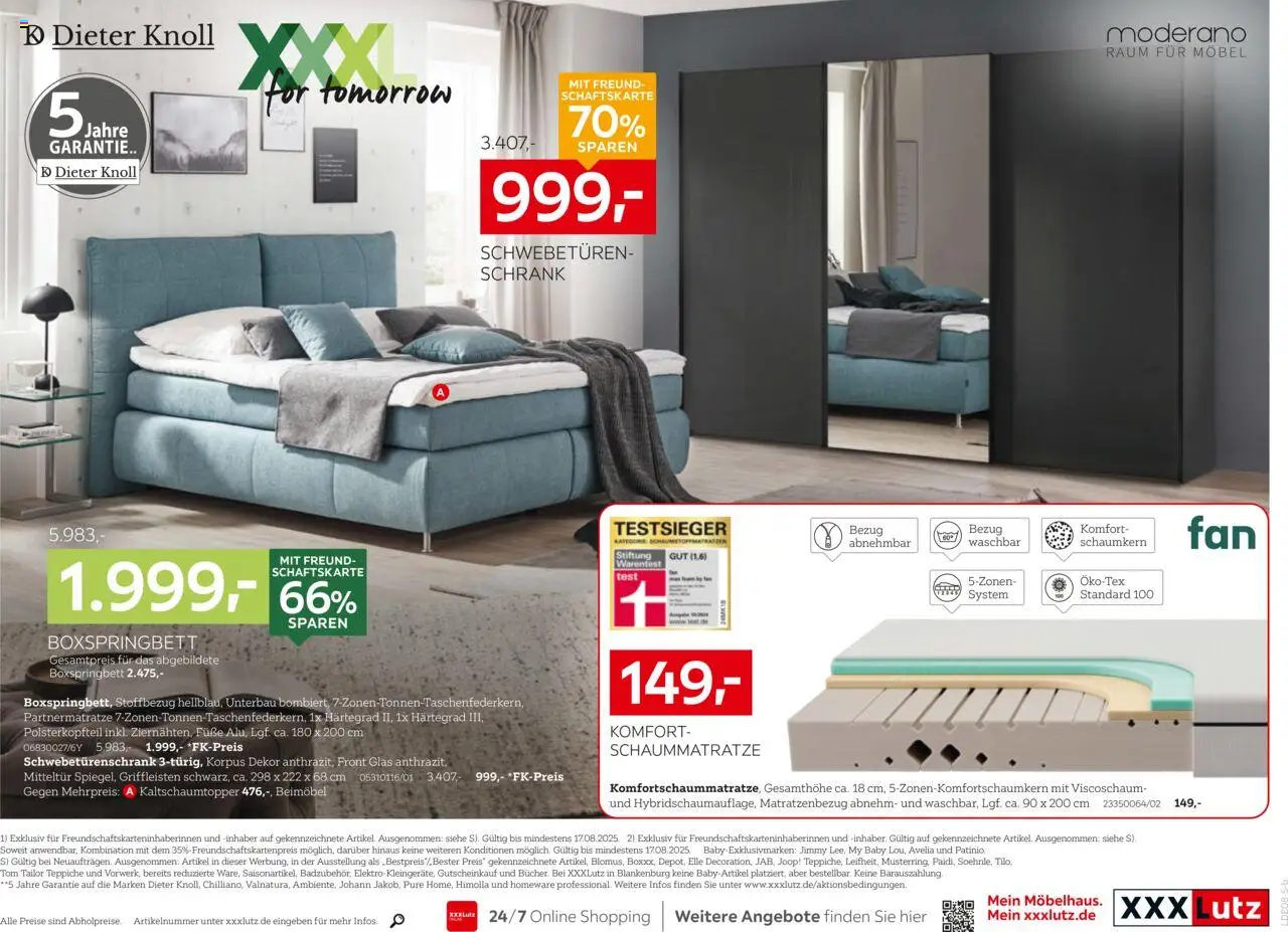 XXXL Lutz Nr. 1 beim Preis - gültig ab dem 04.08.2025 | Seite: 5 | Produkte: Schwebetürenschrank, Boxspringbett, Schrank