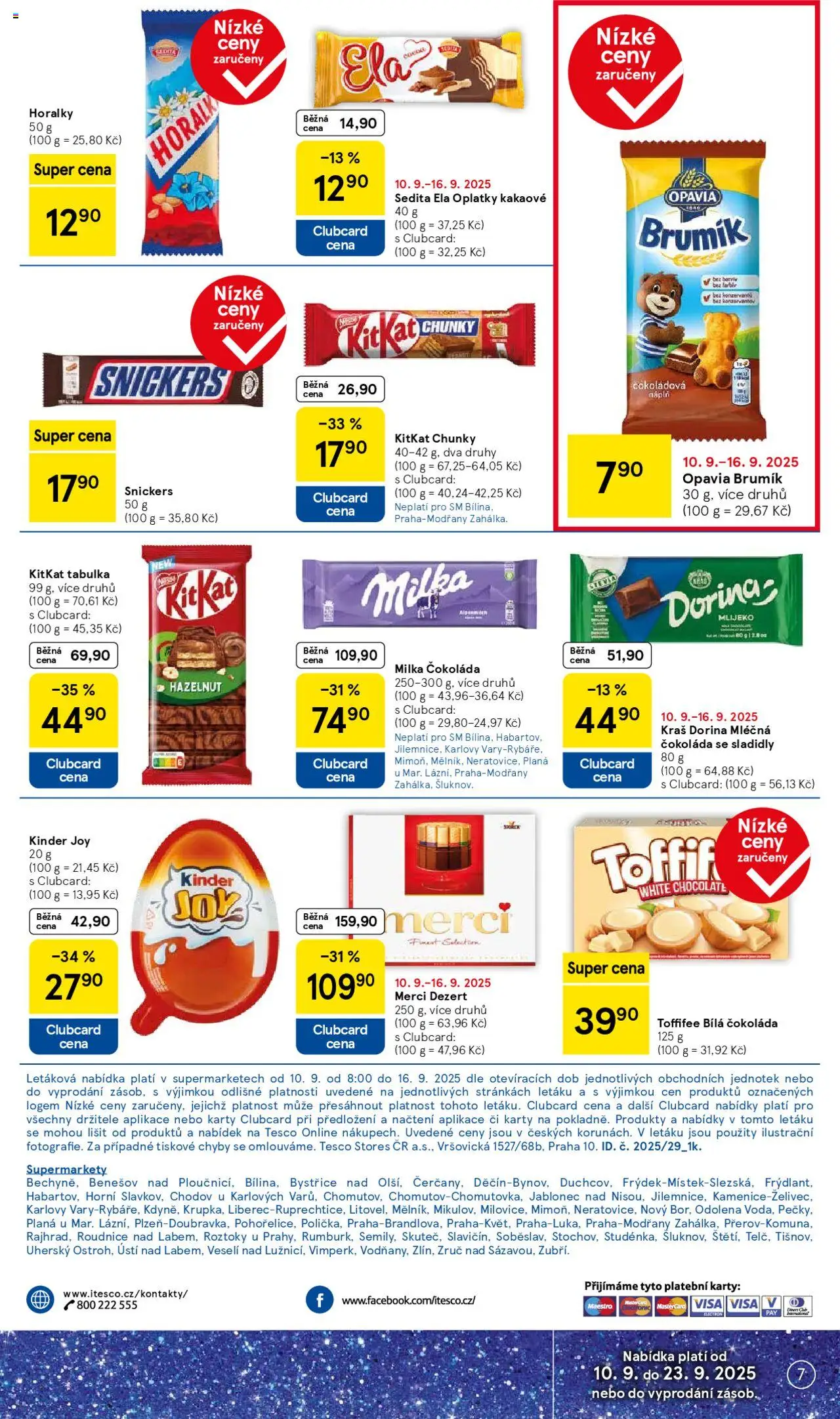 Tesco leták - Supermarket od 10.09.2025 | Strana: 7 | Produkty: Milka, Karty, Kinder, Brumik