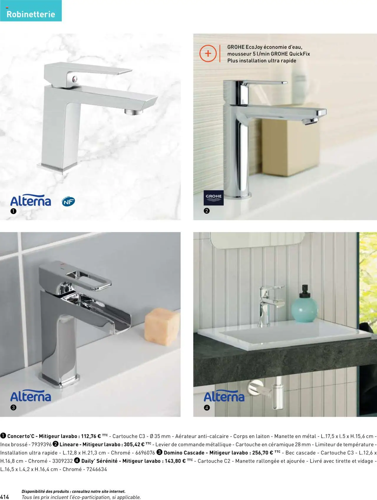  | Page: 414 | Produits: Brosse, Lavabo, Cartouche, Livre