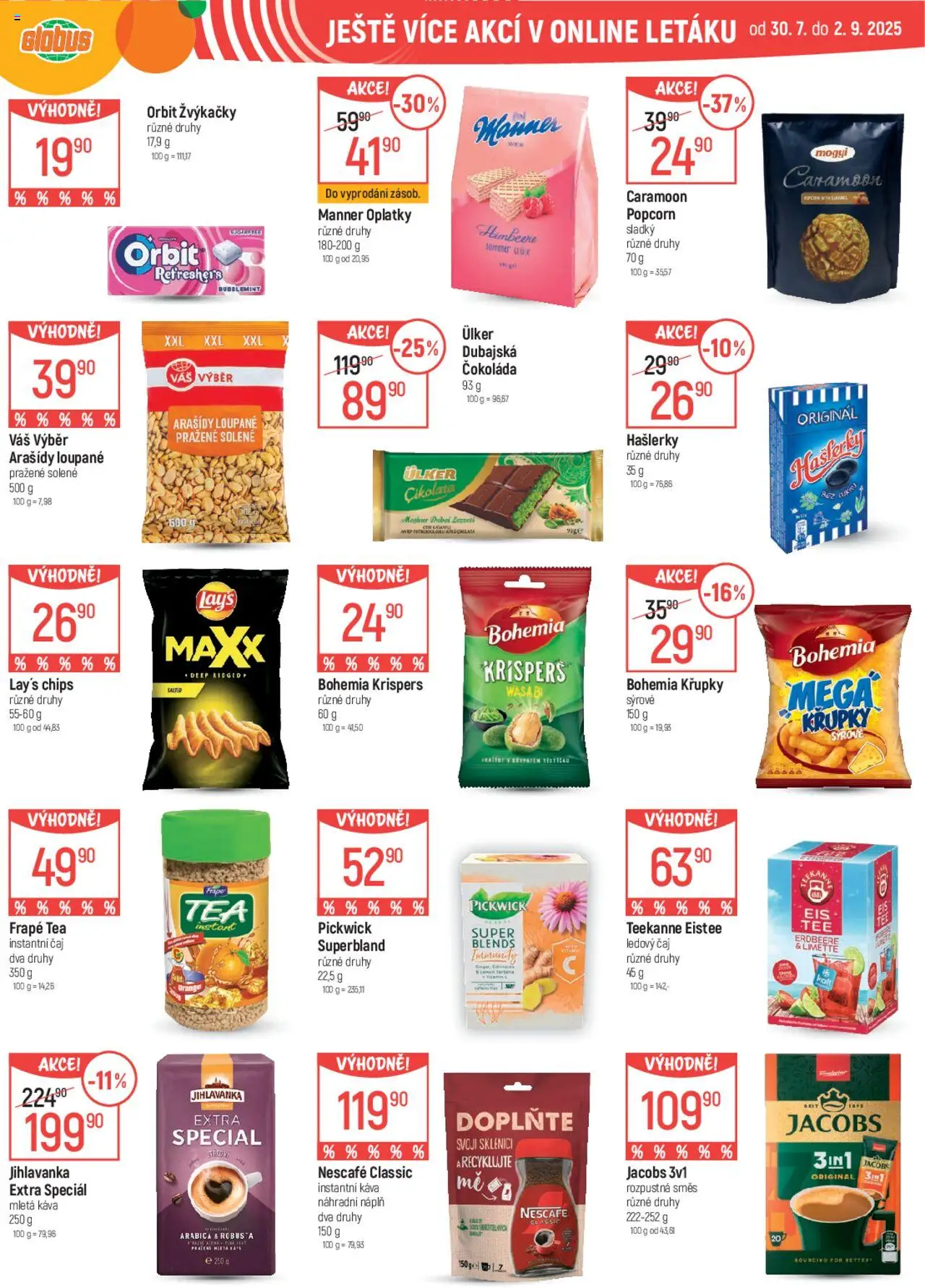 Globus leták od 13.08.2025 | Strana: 45 | Produkty: Čaj, Jihlavanka, Nescafé, Křupky