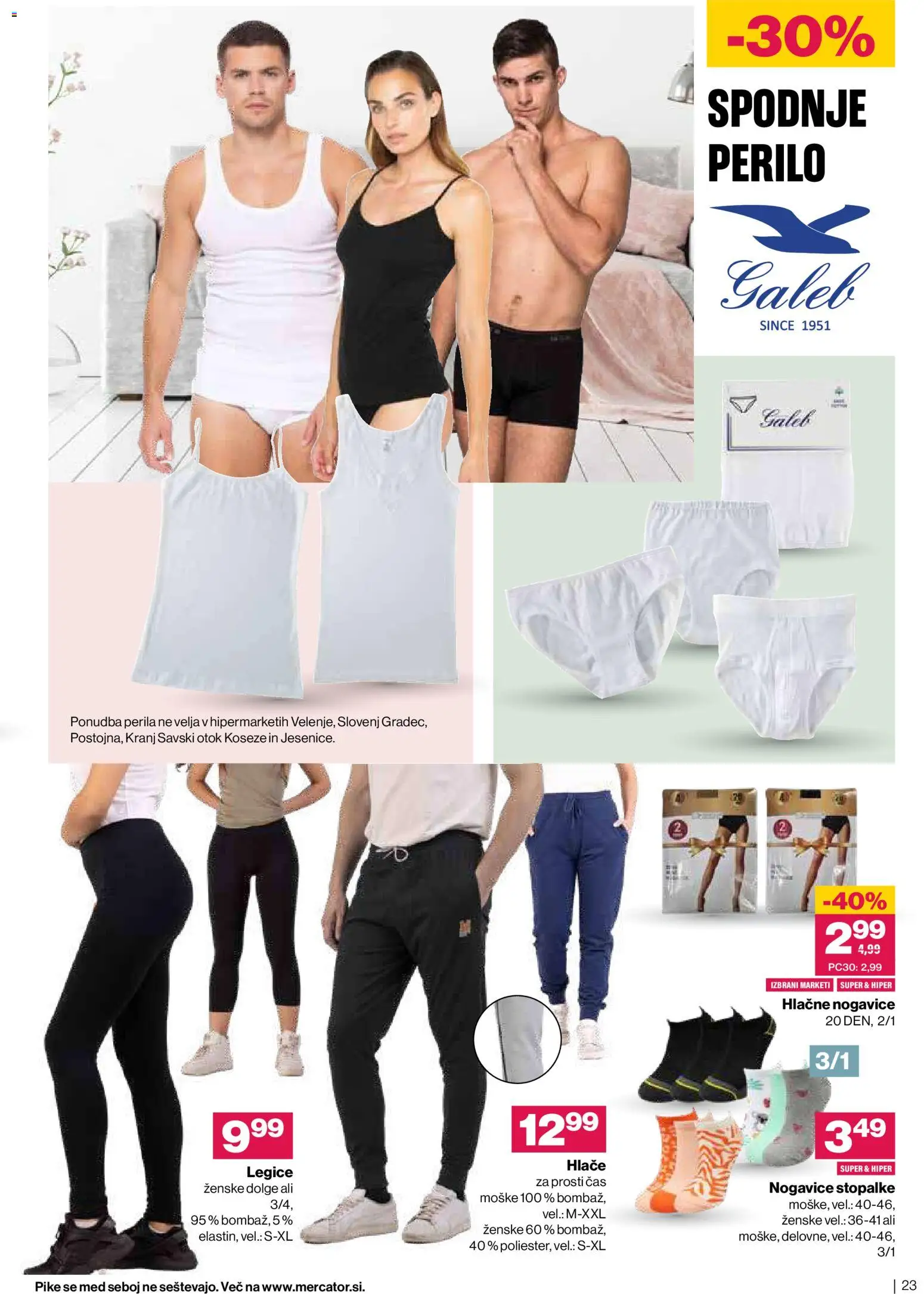 Novi Mercator katalog ponudbe – veljaven od 11.03.2026 | Stran: 23 | Izdelki: Stopalke, Hlace, Spodnje perilo, Hlacne nogavice