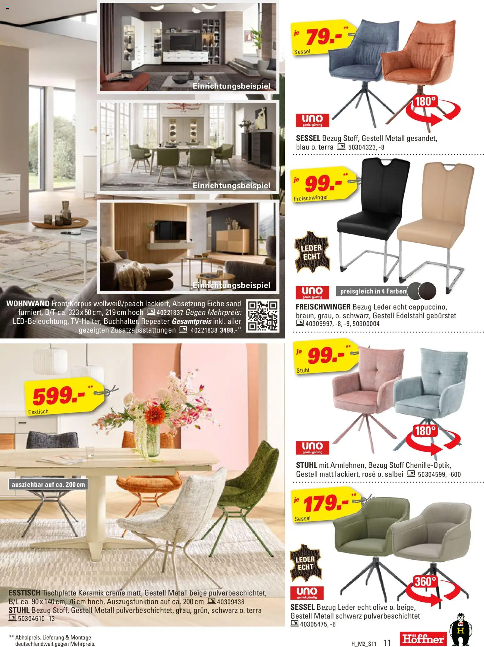 Höffner Prospekt 	 – gültig ab 10.02.2026 | Seite: 11 | Produkte: Wohnwand, Esstisch, Stuhl, Creme
