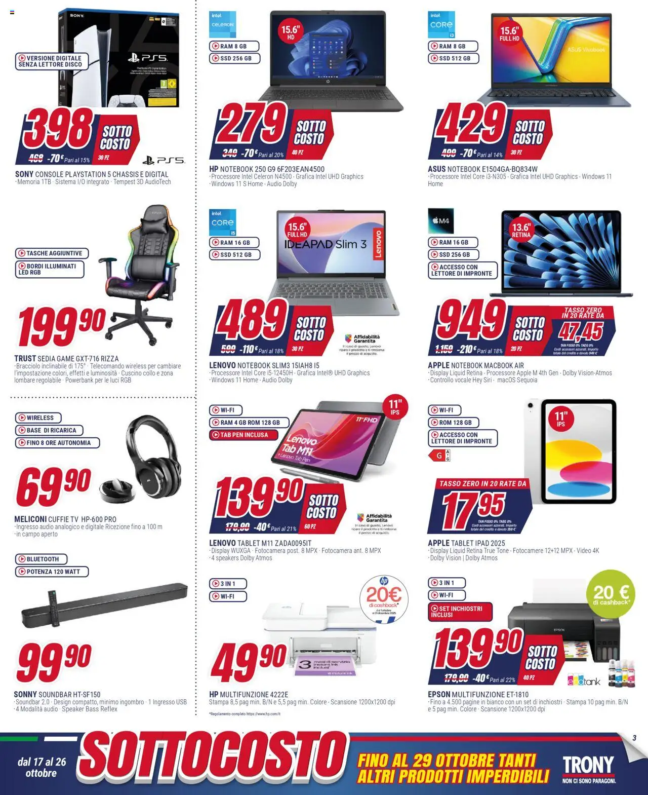 Volantino Trony del 17.10.2025 | Pagina: 3 | Prodotti: Telecomando, Video, Playstation, Disco