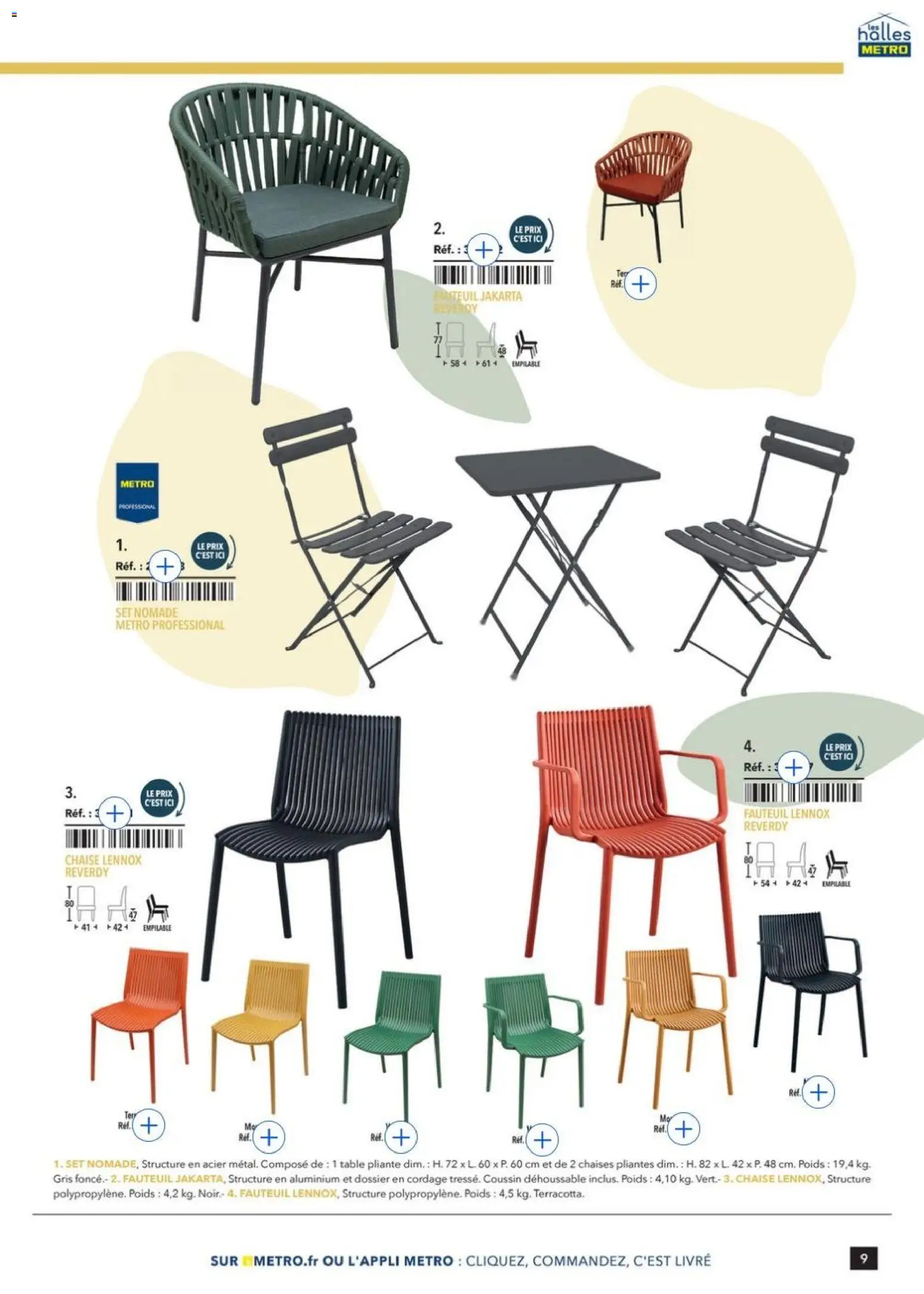 {H1} | Page: 9 | Produits: Poids, Table, Table pliante, Livre