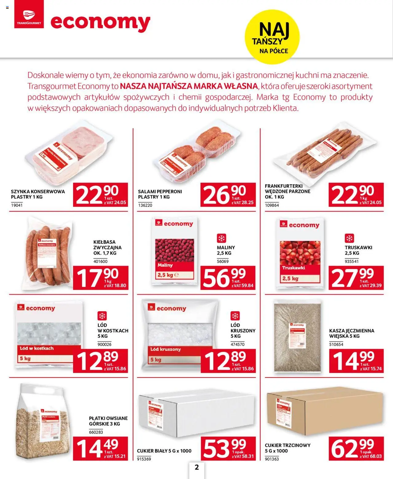 Selgros cash&carry Gazetka - Oferta dla gastronomii od 05.06.2025 | Strona: 2 | Produkty: Kiełbasa, Płatki owsiane, Cukier trzcinowy, Cukier