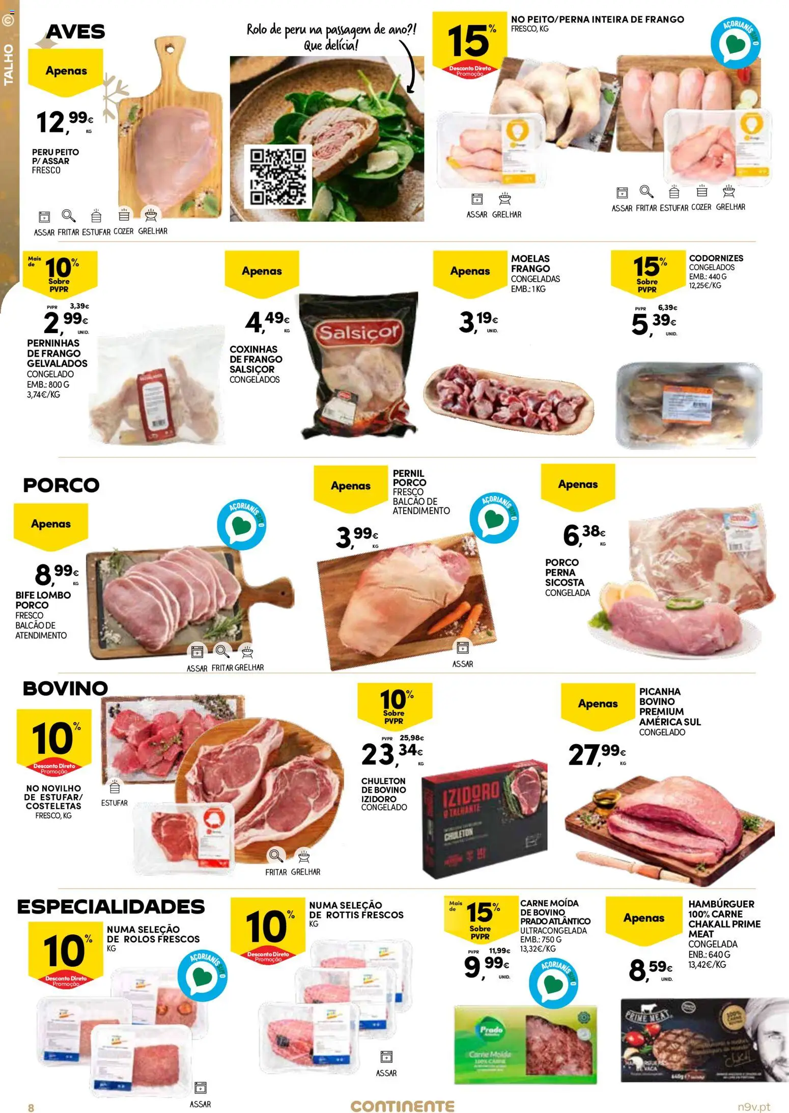Continente - Açores: Fim de Ano │ válido de 26.12.2025 | Página: 8 | Produtos: Pernil, Peru, Lombo, Carne
