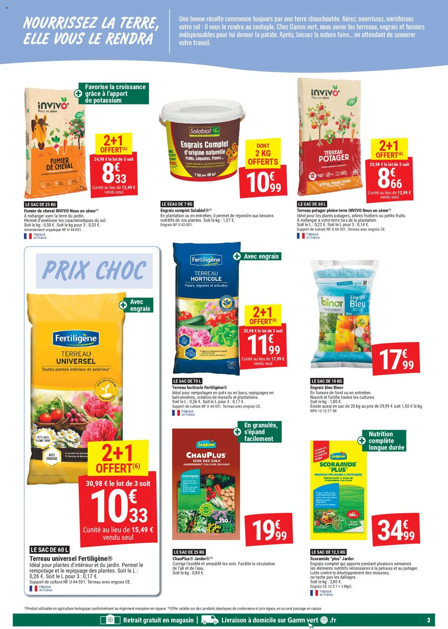 {H1} | Page: 3 | Produits: Sac, Base, Terreau Universel, Plantes