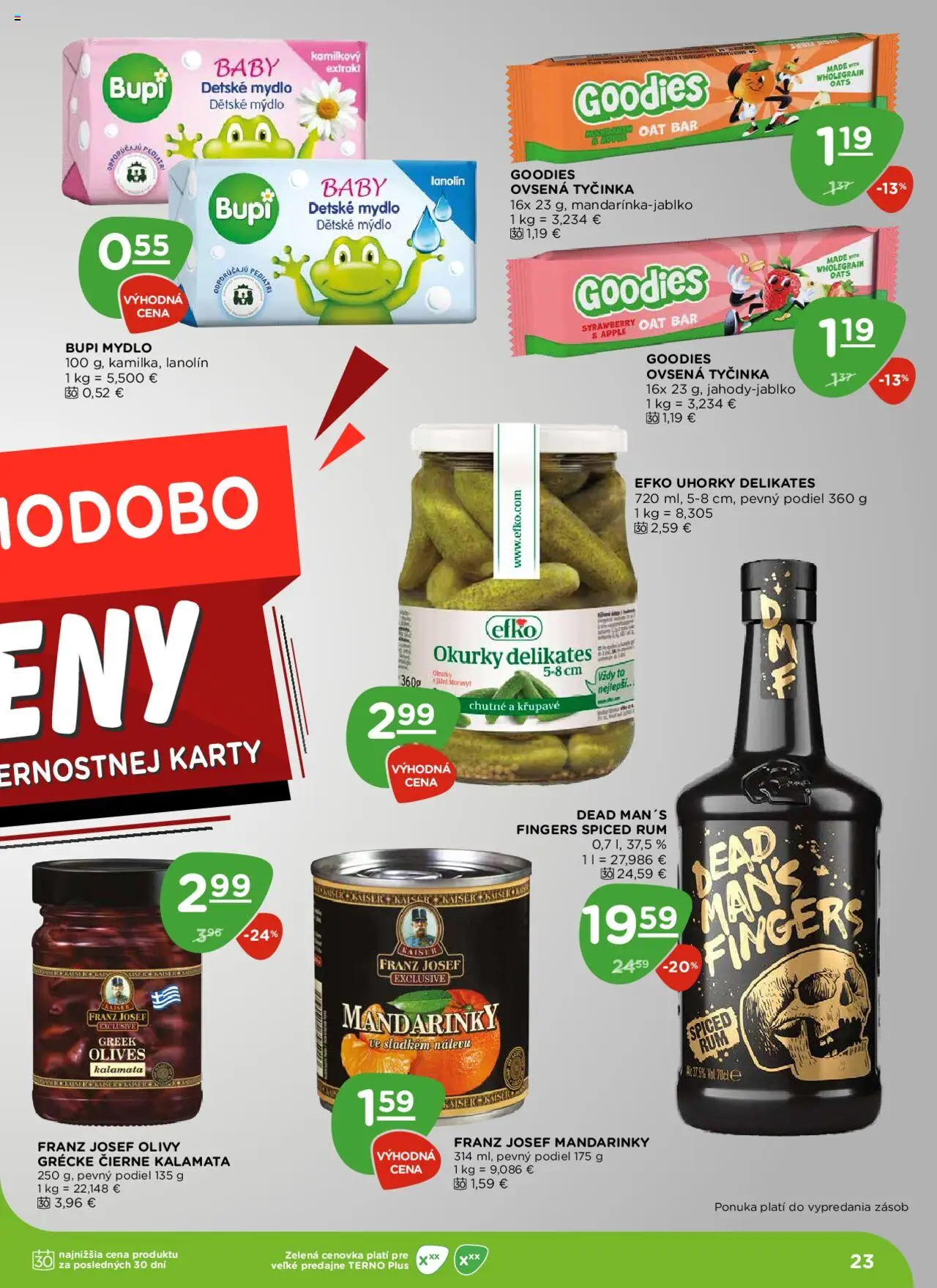 Terno leták │ platný od 21.08.2025 | Strana: 23 | Produkty: Mydlo, Mandarinky, Rum, Uhorky