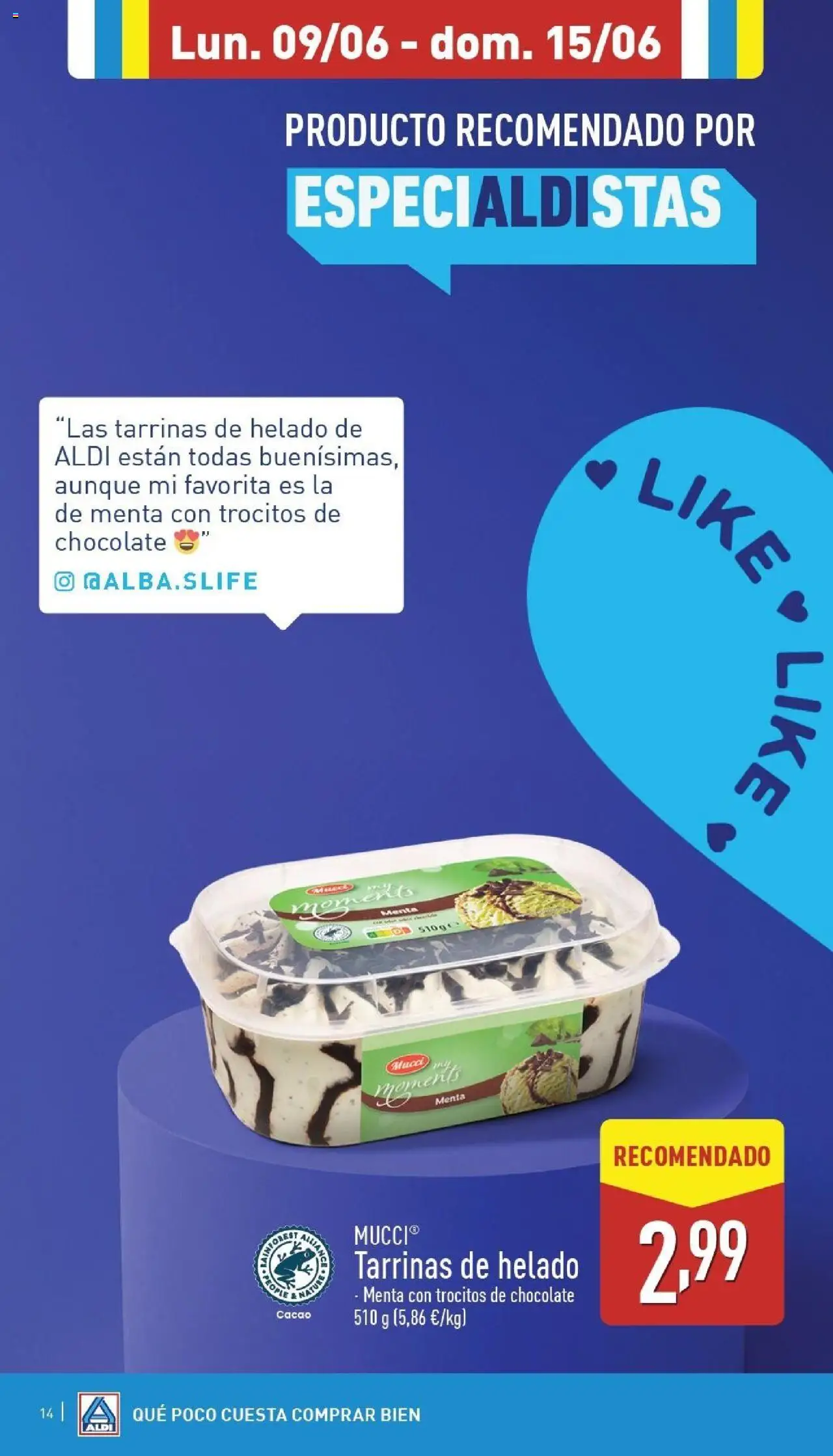 Aldi folleto Canarias │ válido desde el 09.06.2025 | Página: 14 | Productos: Chocolate, Helado, Φρυγανιές σικάλεως