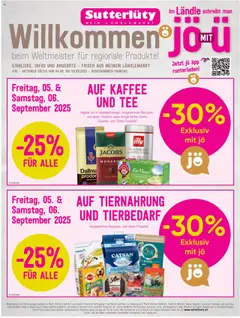 Sutterlüty Flugblatt gültig ab 04.09.2025 | Seite: 1 | Produkte: Wurst, Käse, Kaffee, Tee