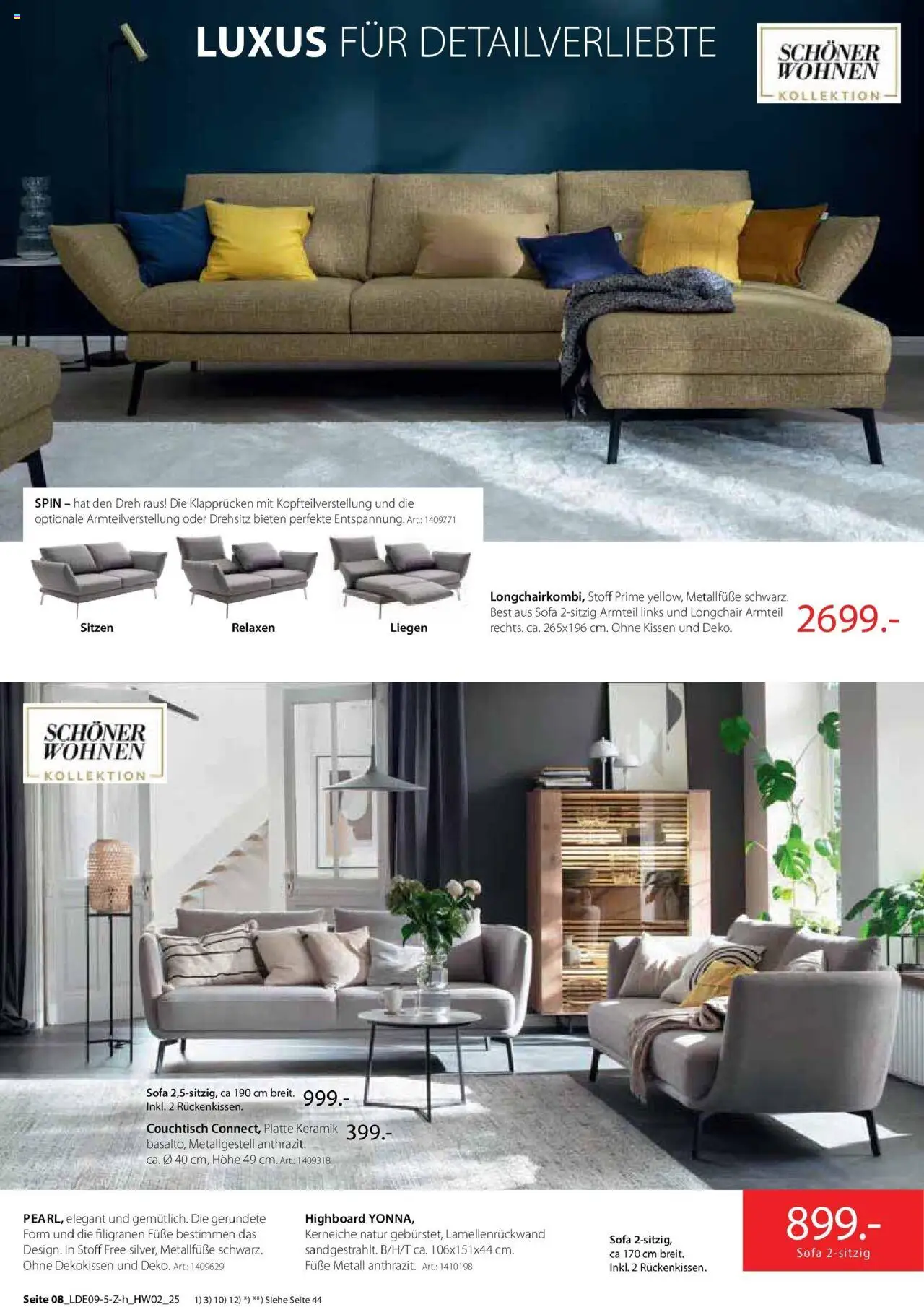 Zurbrüggen Wohnen – gültig ab 28.09.2025 | Seite: 16 | Produkte: HIghboard, Kissen, Sofa, Couchtisch