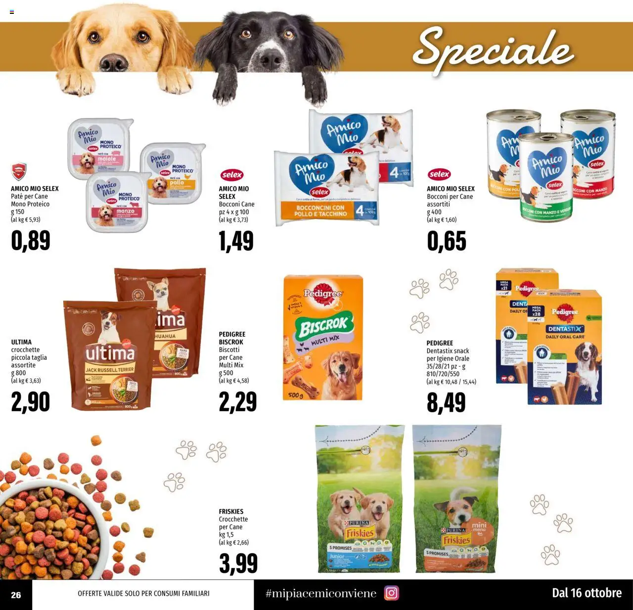 Volantino EMI del 16.10.2025 | Pagina: 26 | Prodotti: Paté, Manzo, Biscotti, Crocchette