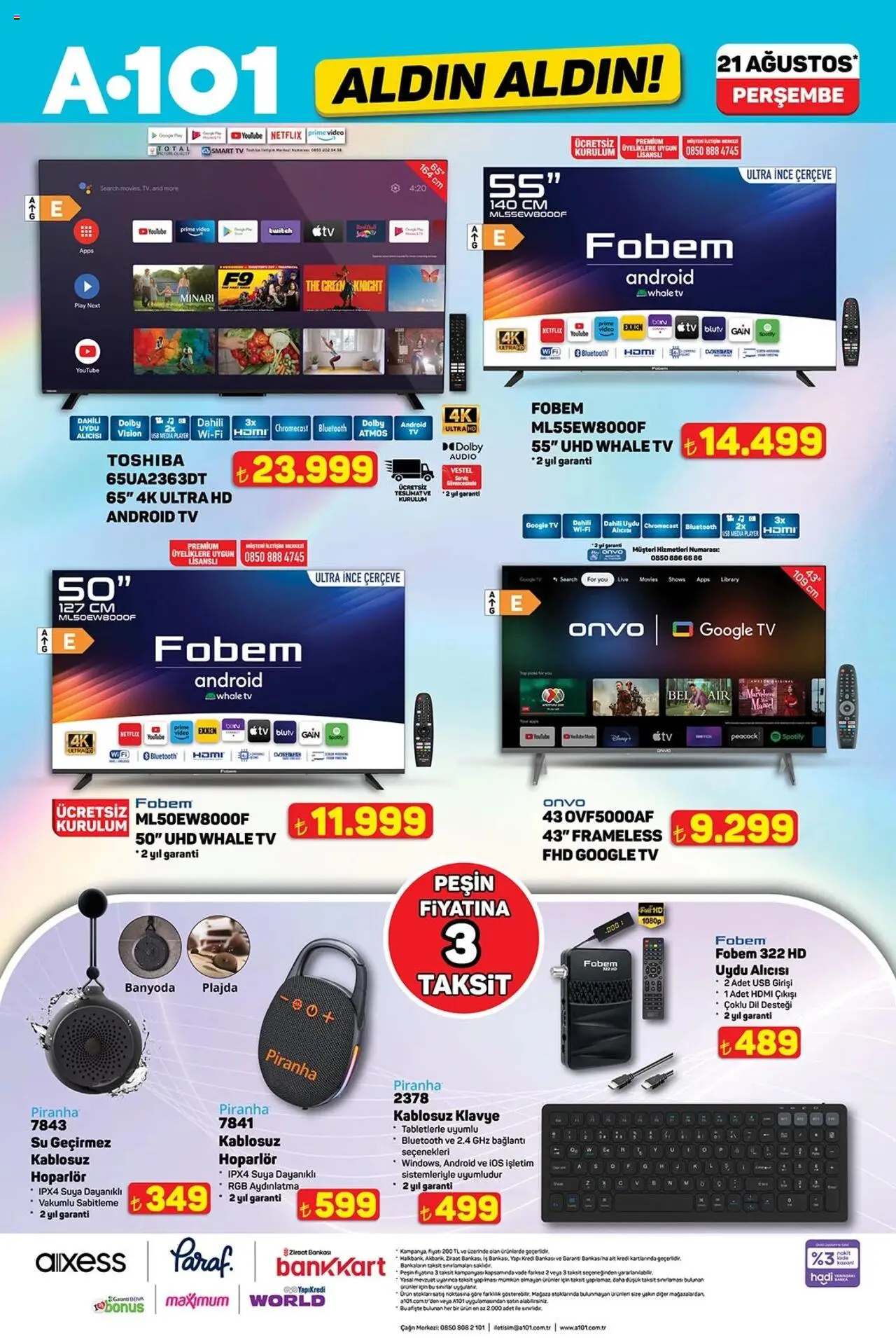 A101 Katalog Aldın Aldın - 21.08.2025 tarihinden itibaren geçerlidir | Sayfa: 5 | Ürünler: Su, TV, Uydu, USB