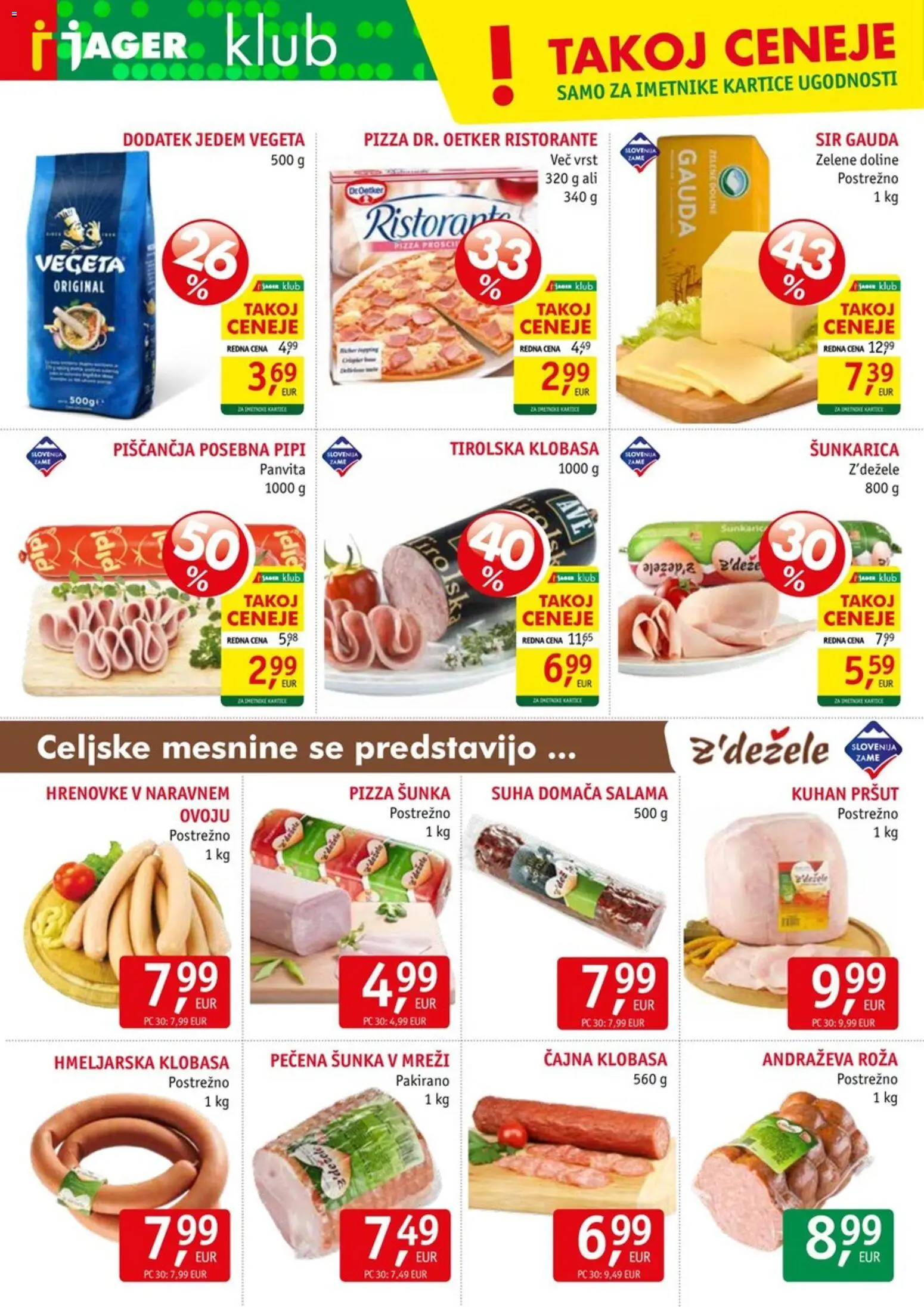 Novi Jager katalog ponudbe – veljaven od 11.03.2026 | Stran: 4 | Izdelki: Hrenovke, Sir, Salama, Sunka