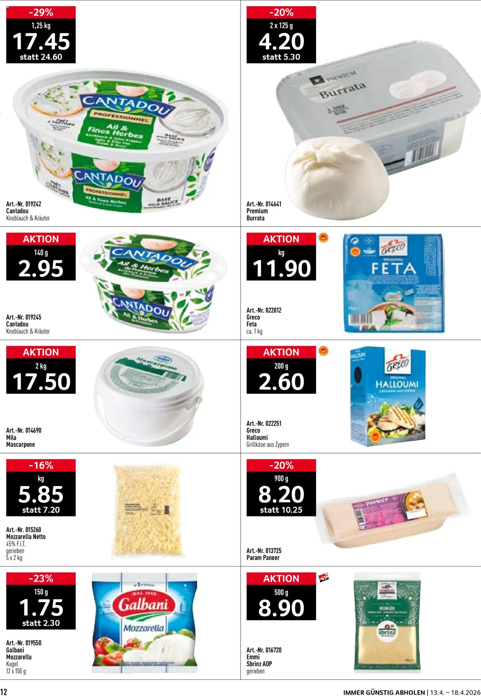 Prodega aktionen – gültig ab 13.04.2026 | Seite: 12 | Produkte: Feta, Mascarpone, Fennikel, Knoblauch