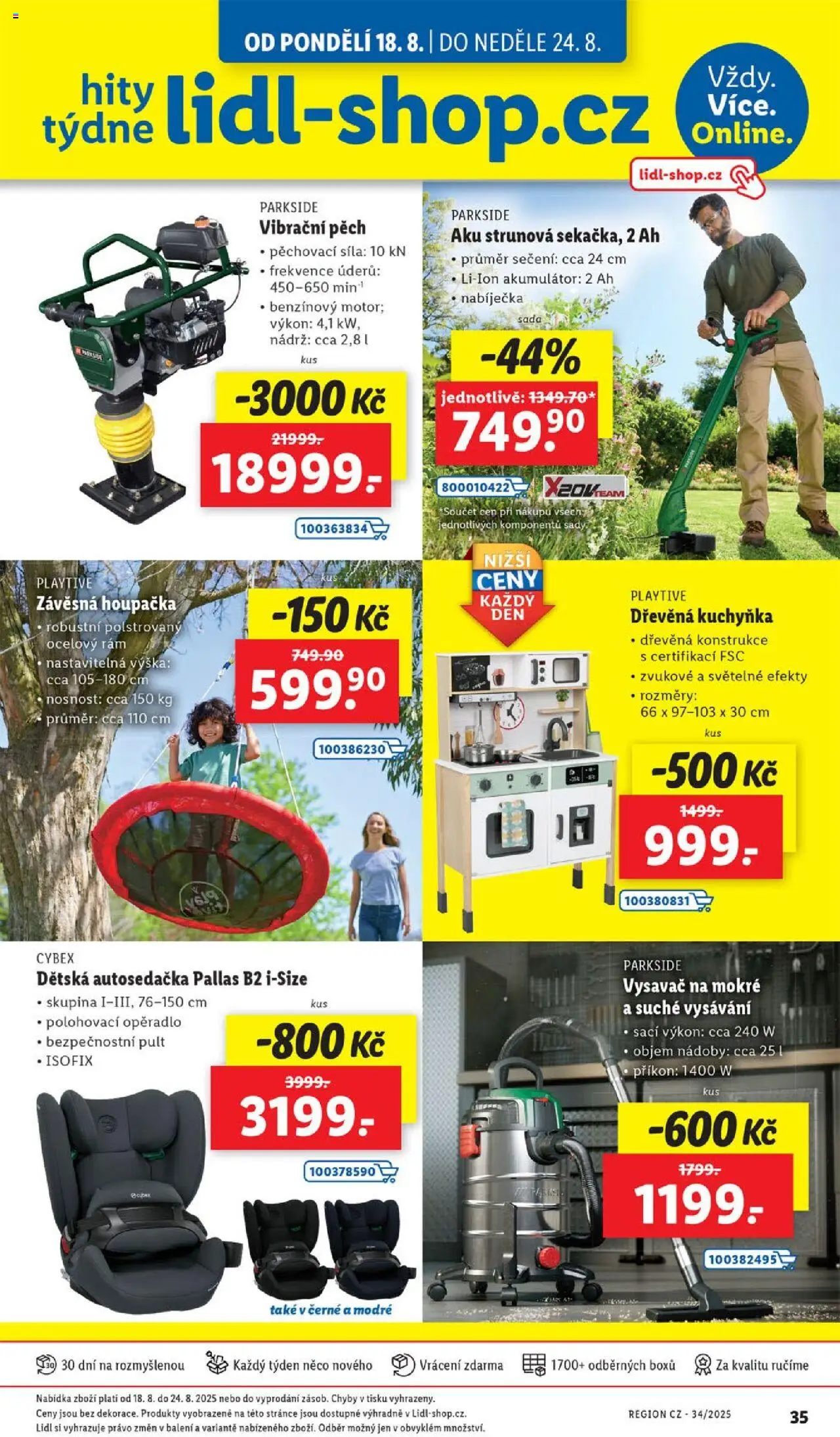 Lidl leták od 18.08.2025 | Strana: 49 | Produkty: Kuchyňka, Dřevěná kuchyňka, Vysavač, Houpačka