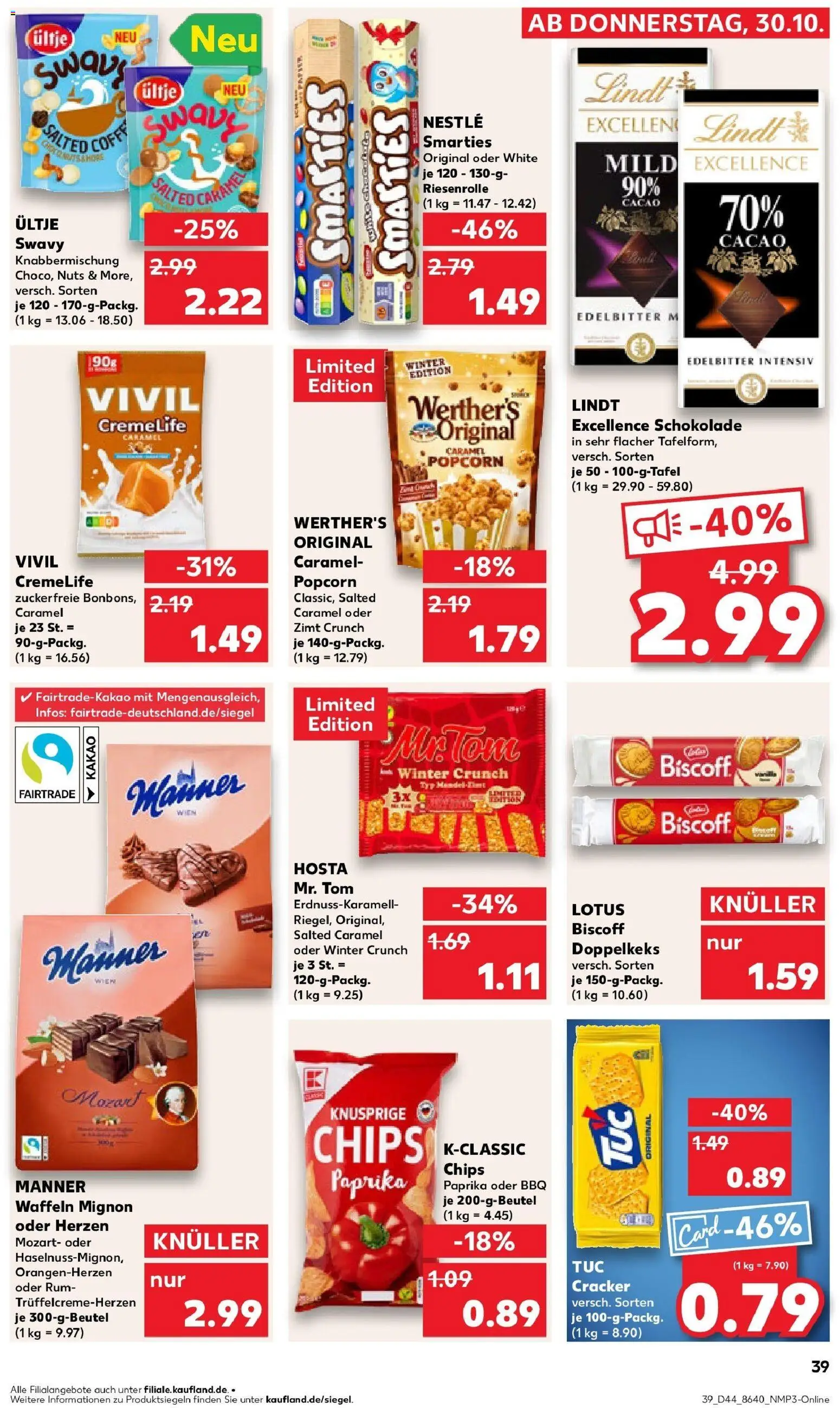 Kaufland prospekt Geilenkirchen	 – gültig ab 30.10.2025 | Seite: 39 | Produkte: Schokolade, Rum, Lindt, Chips