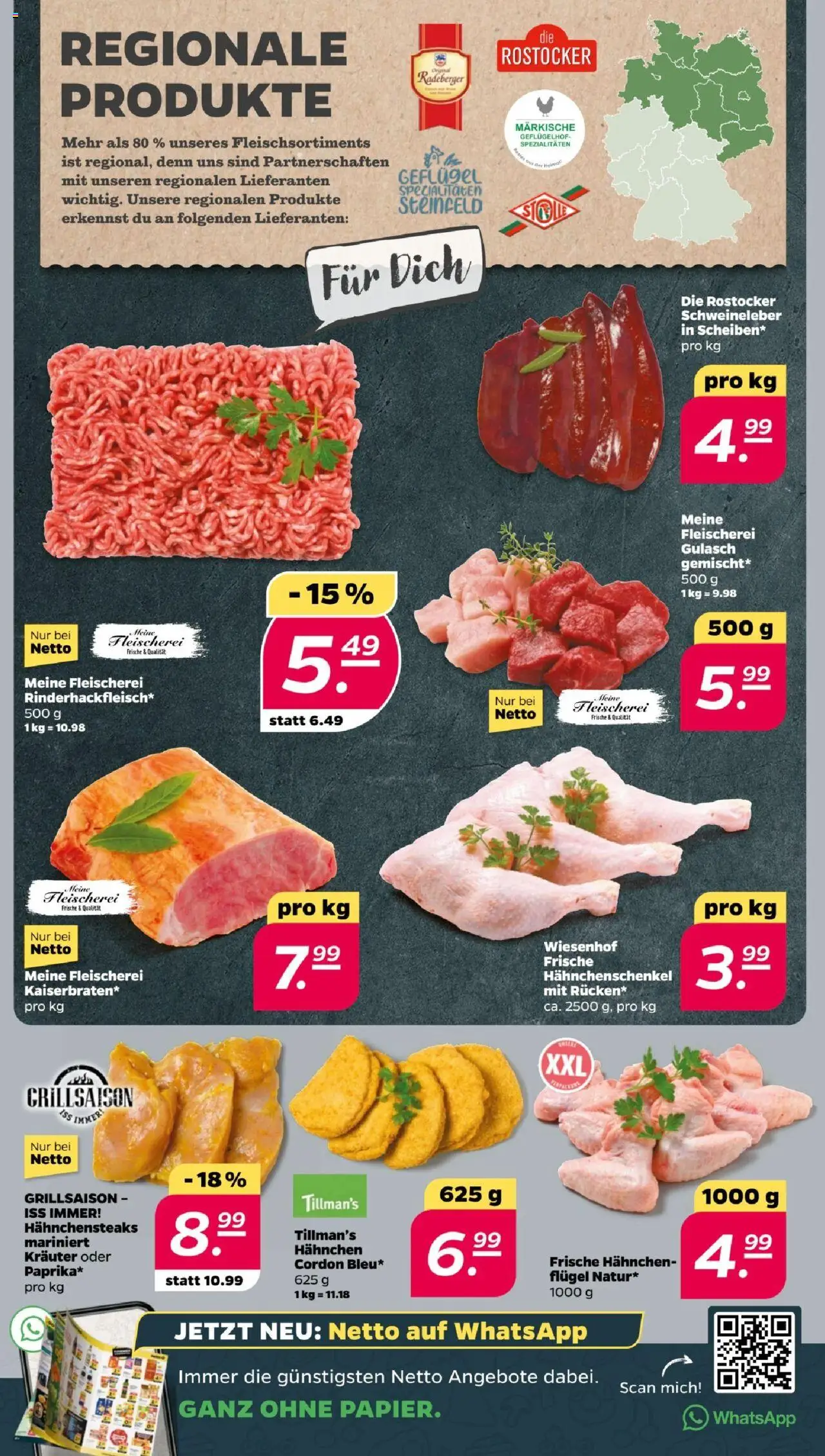 Netto Prospekt 	 - gültig ab dem 18.08.2025 | Seite: 4 | Produkte: Hahnchen, Hahnchenschenkel, Gulasch