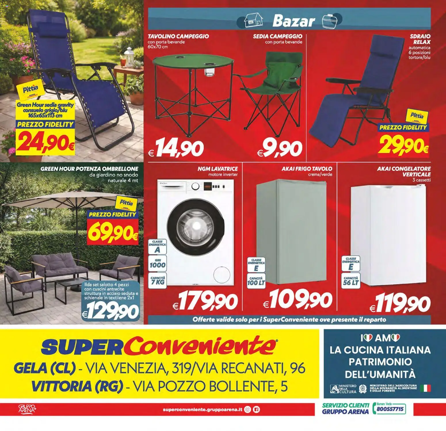 Volantino SuperConveniente del 17.04.2026 | Pagina: 24 | Prodotti: Tavolino, Sdraio, Lavatrice, Tavolo