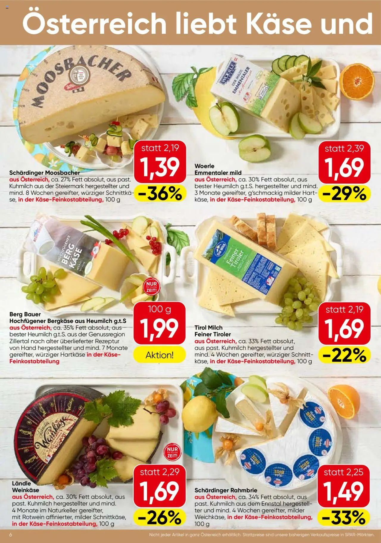 Spar Flugblatt - Salzburg gültig ab 31.07.2025 | Seite: 6 | Produkte: Milch, Käse