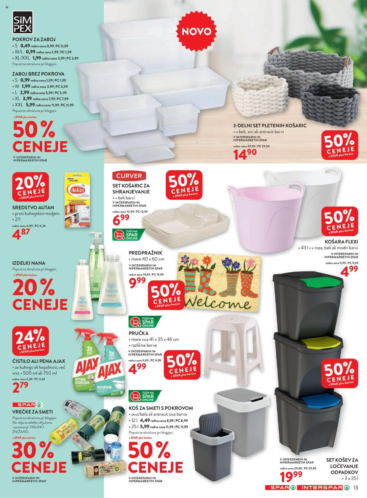 Novi Spar katalog ponudbe – veljaven od 10.09.2025 | Stran: 13 | Izdelki: Kos, Predpraznik, Koš za smeti, Zaboj