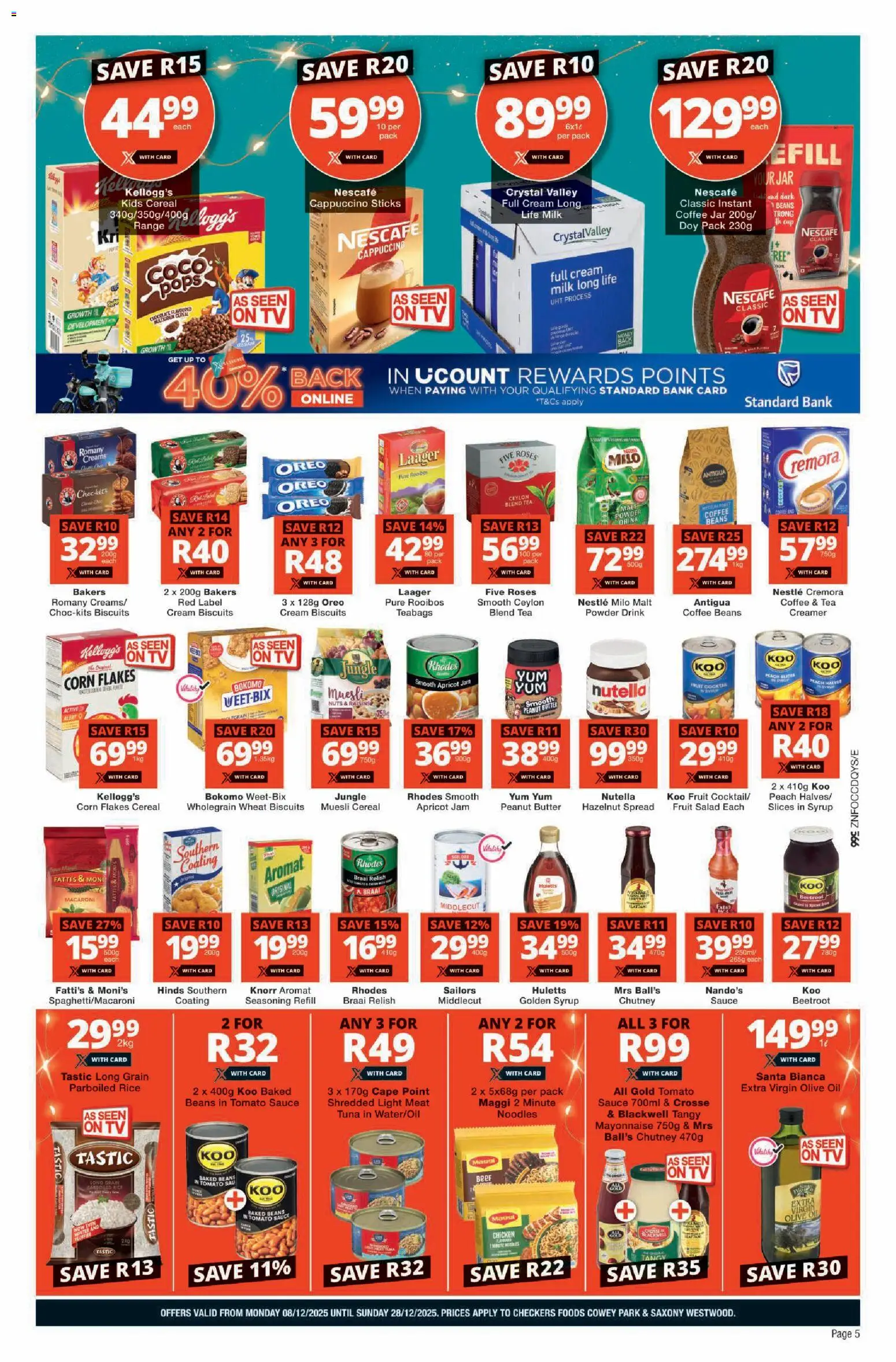 New Checkers catalogue – valid from 08.12.2025 | Page: 5 | Products: Slicer, Milk, Butter, Tomato sauce