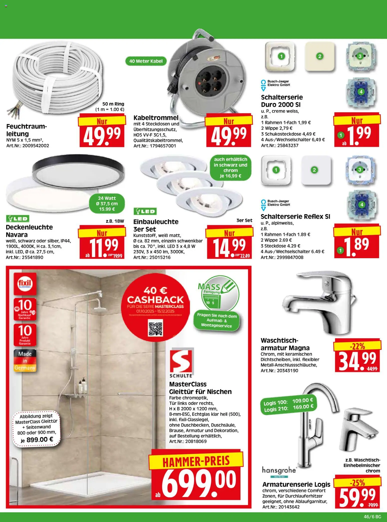 HERKULES  Bau & Garten – gültig ab 10.11.2025 | Seite: 6 | Produkte: Kabel, Steckdose, Waschtisch, Creme