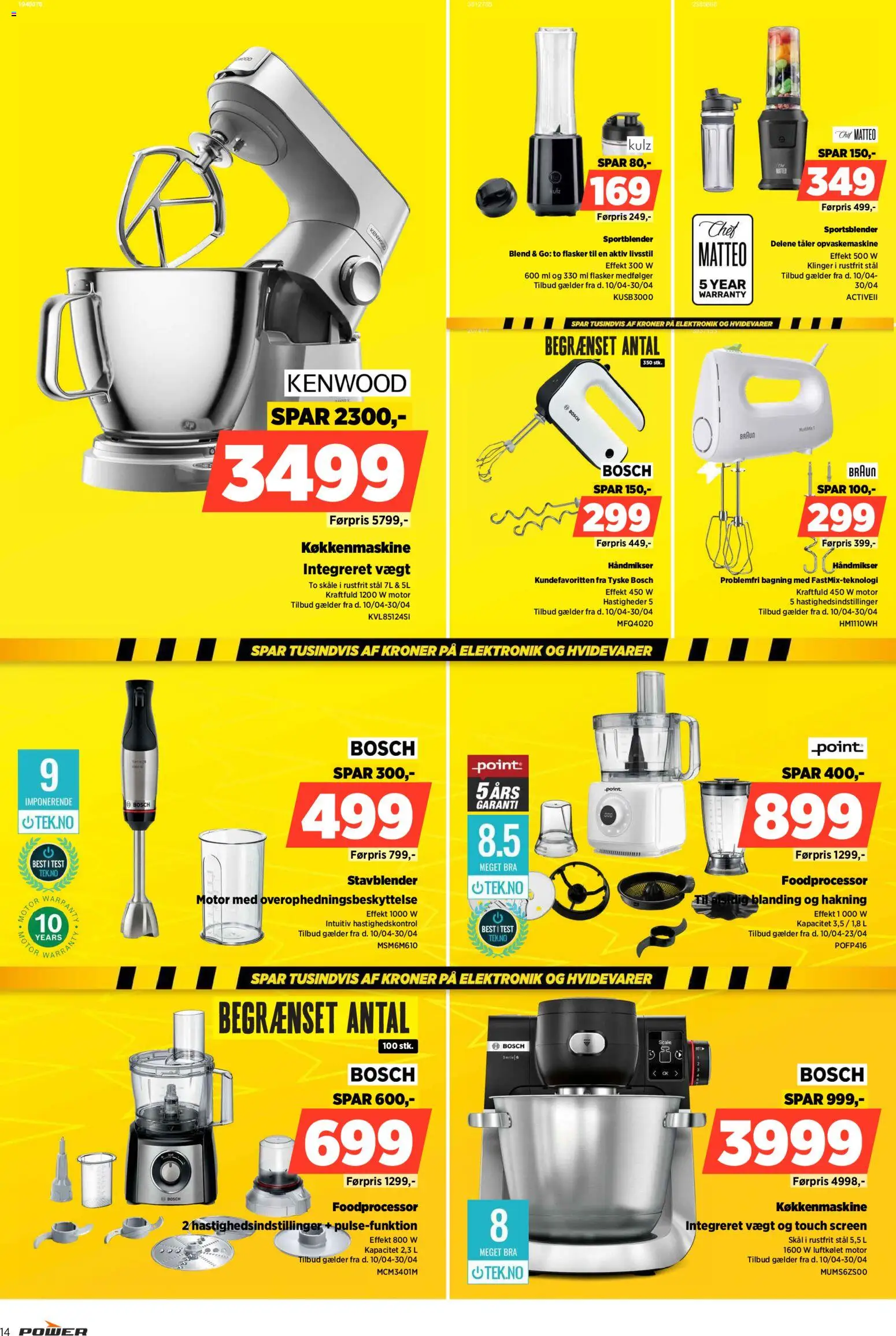 Power tilbudsavis – gyldig fra 17.04.2026 | Side: 14 | Produkter: TV, Foodprocessor, Opvaskemaskine