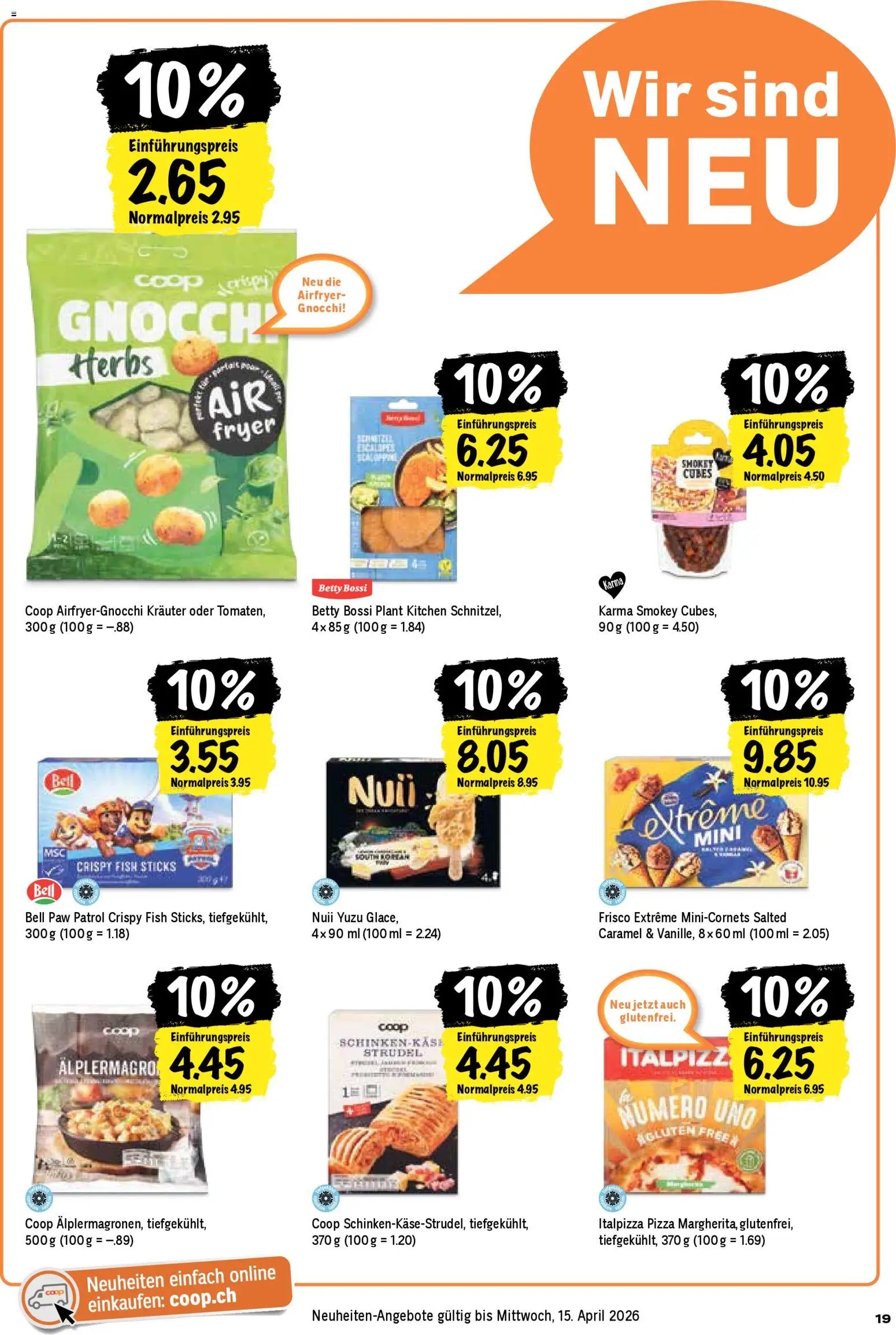 Coop aktionen – gültig ab 31.03.2026 | Seite: 19 | Produkte: Glace, Pizza, Tomaten