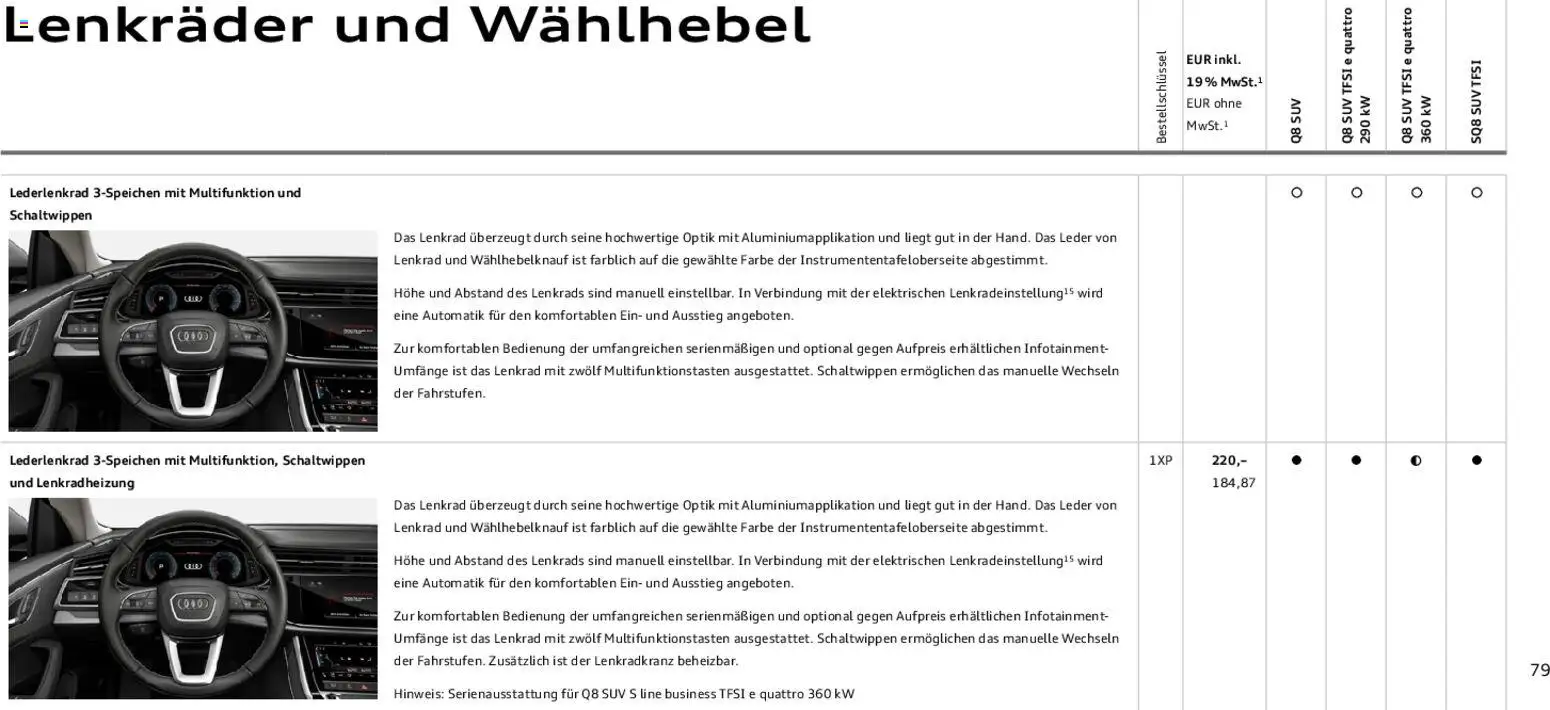 Audi Q8 – gültig ab 06.11.2025 | Seite: 79