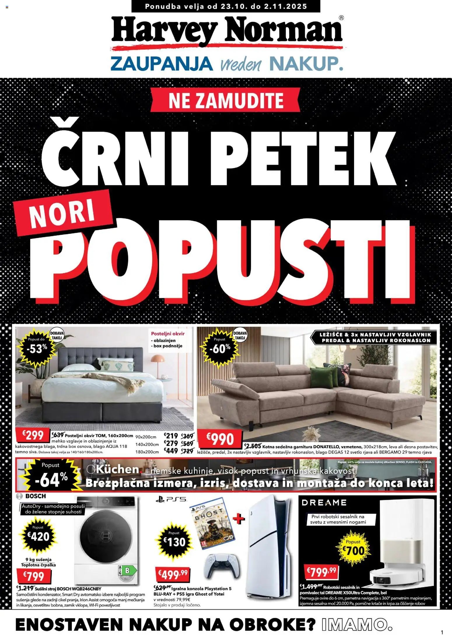 Novi Harvey Norman katalog ponudbe – veljaven od 23.10.2025 | Stran: 1 | Izdelki: Črpalka, Igralna konzola, Posteljni okvir, Sesalnik