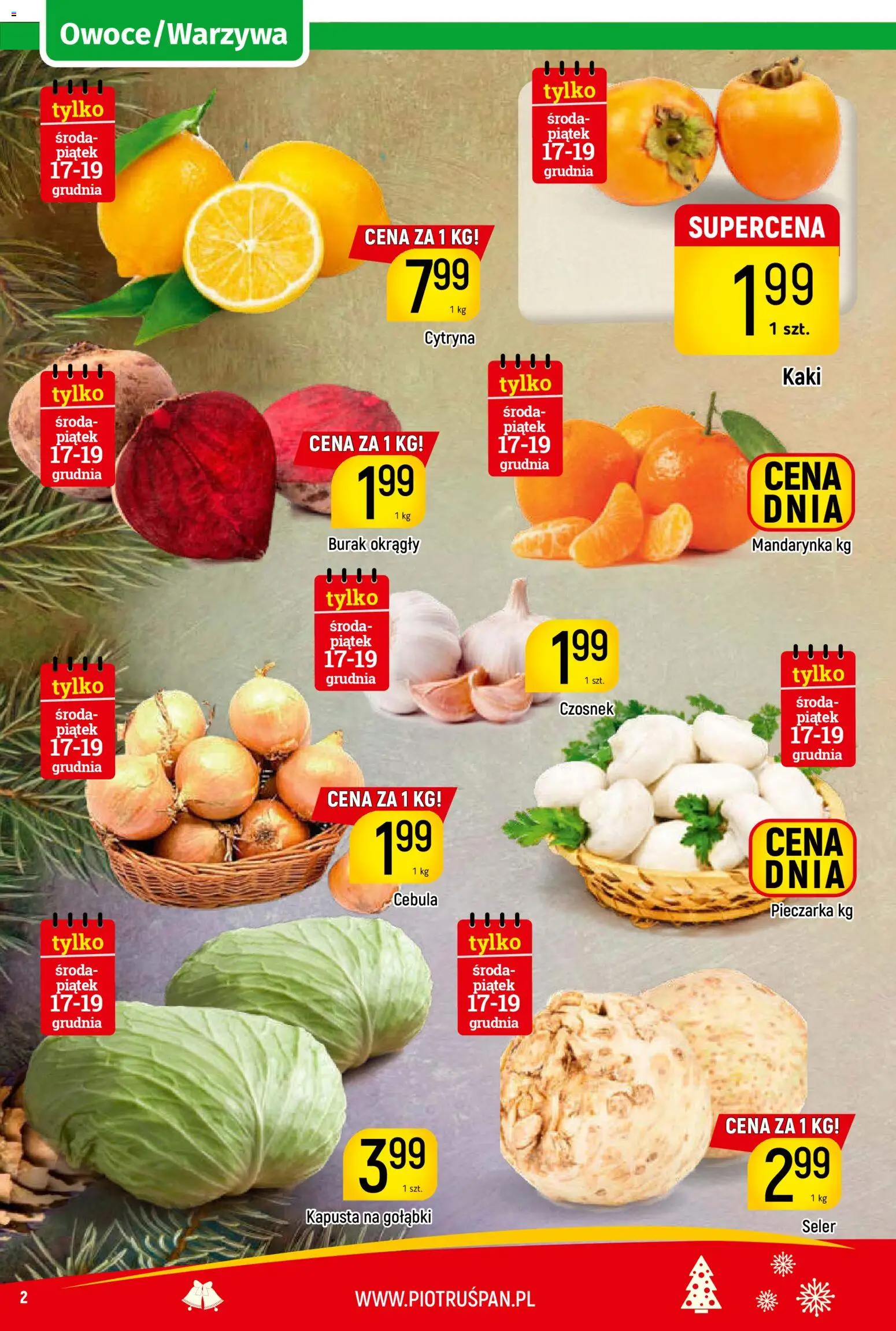 Piotruś Pan Gazetka od 17.12.2025 | Strona: 2 | Produkty: Czosnek, Burak, Kapusta, Kaki
