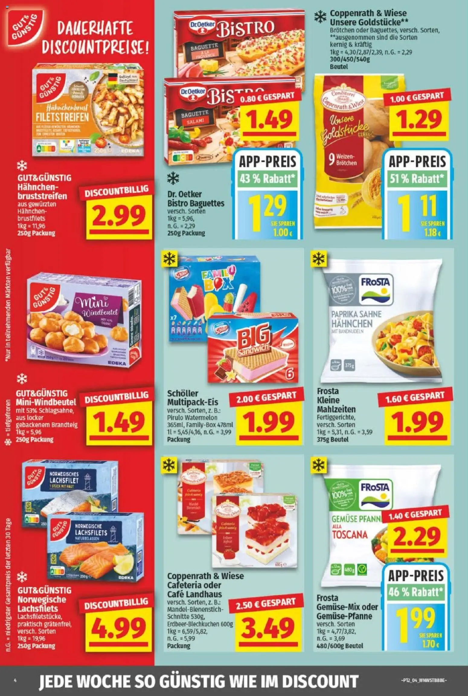 NP Discount Prospekt – gültig ab 16.03.2026 | Seite: 4 | Produkte: Paprika, Salami, Sahne, Hahnchenbrust