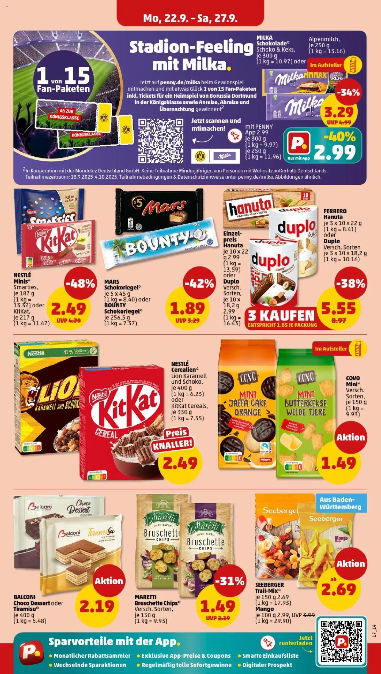 Penny - Baden-Württemberg – gültig ab 22.09.2025 | Seite: 19 | Produkte: Milka, Mars, Butterkekse, Mango