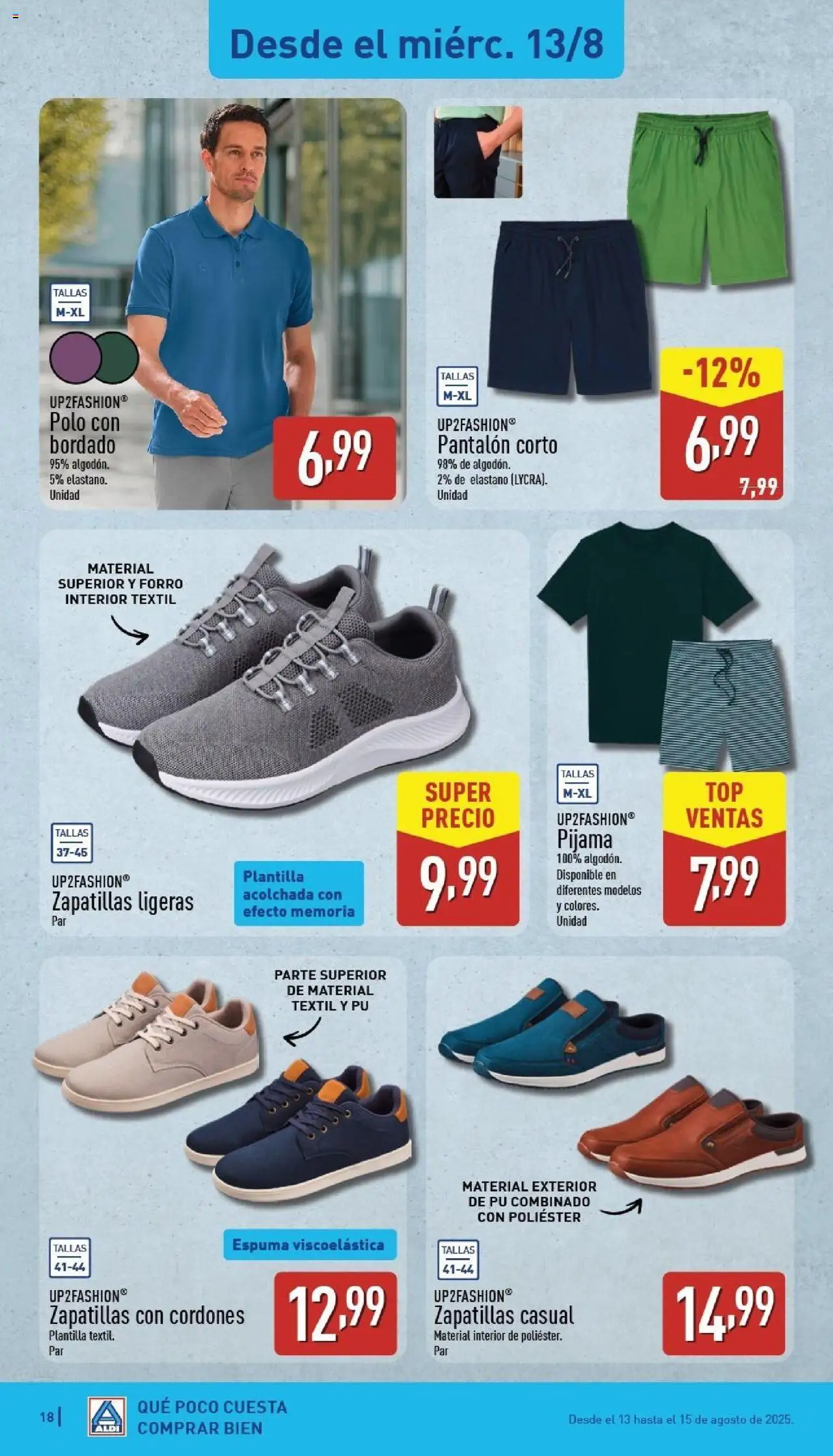 Aldi folleto Península │ válido desde el 11.08.2025 | Página: 18 | Productos: Pijama, Zapatillas, Pantalón corto